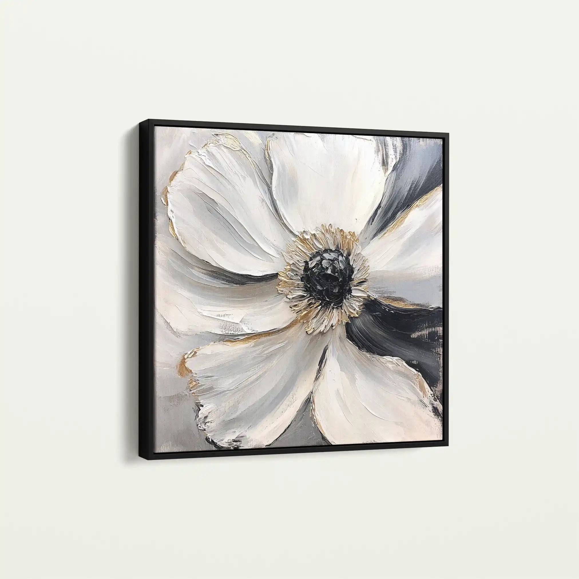 Floral 1292 Canvas Art 16" x 16" / 40 x 40 cm / Black