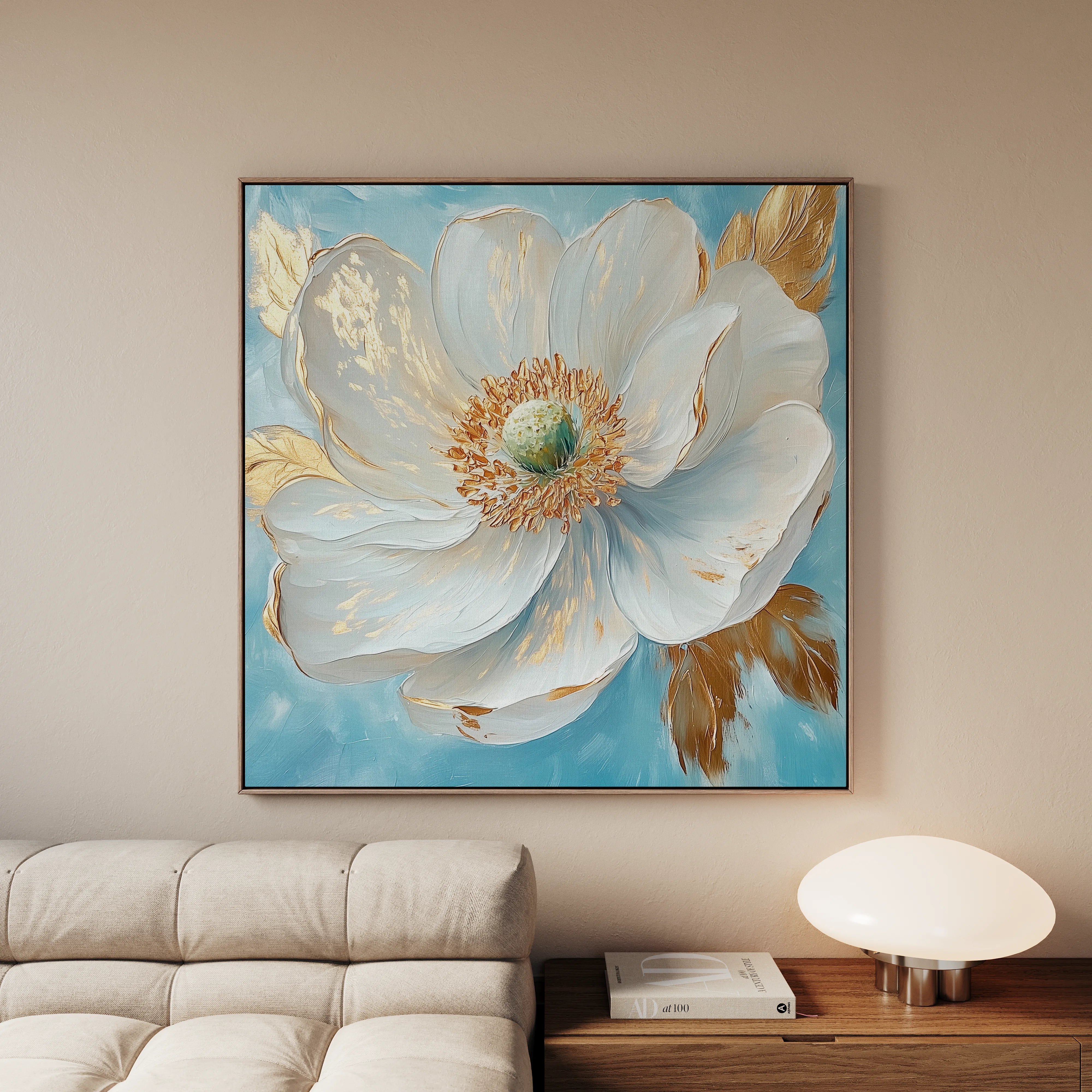 Floral 1293 Canvas Art 16" x 16" / 40 x 40 cm / Black