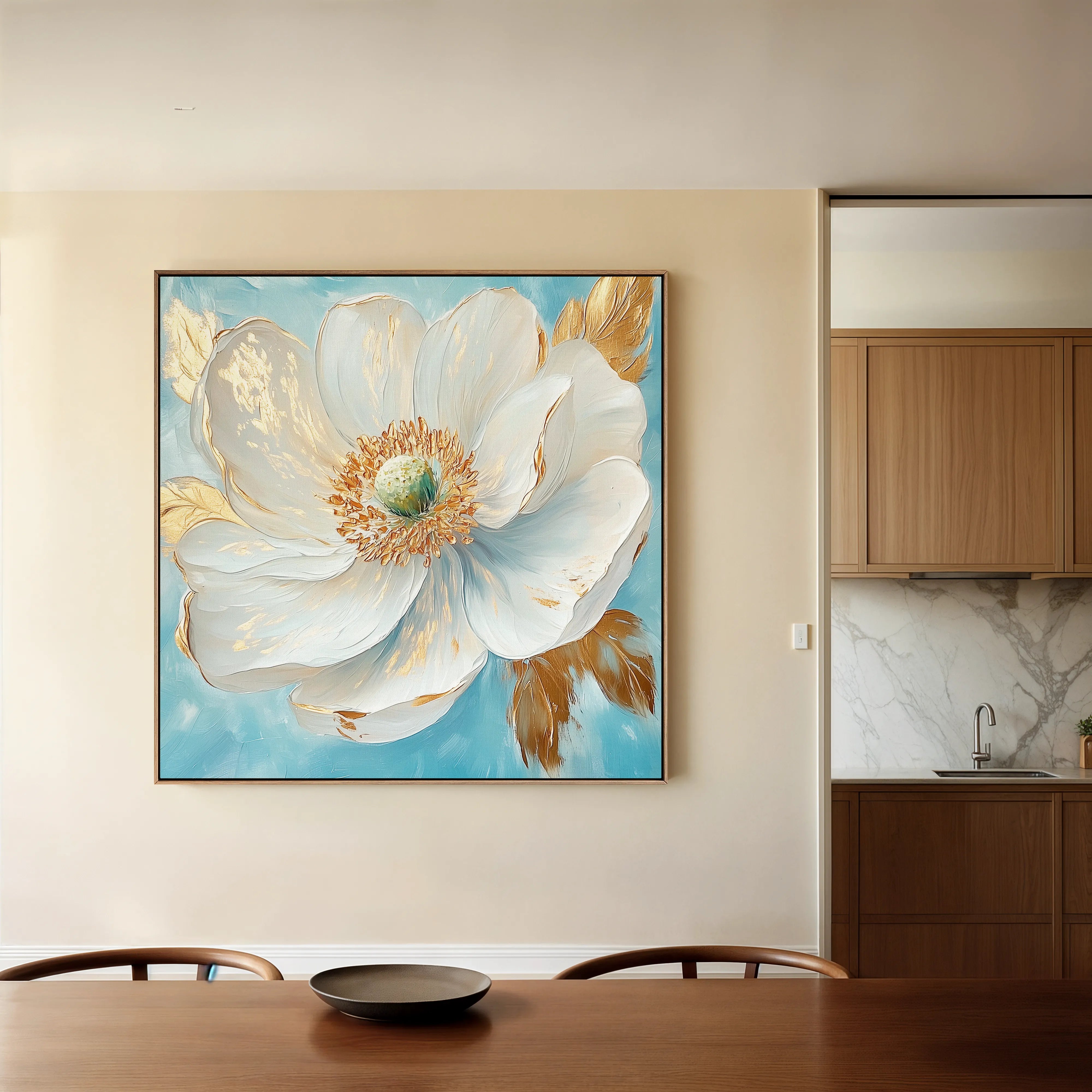 Floral 1293 Canvas Art 16" x 16" / 40 x 40 cm / Black