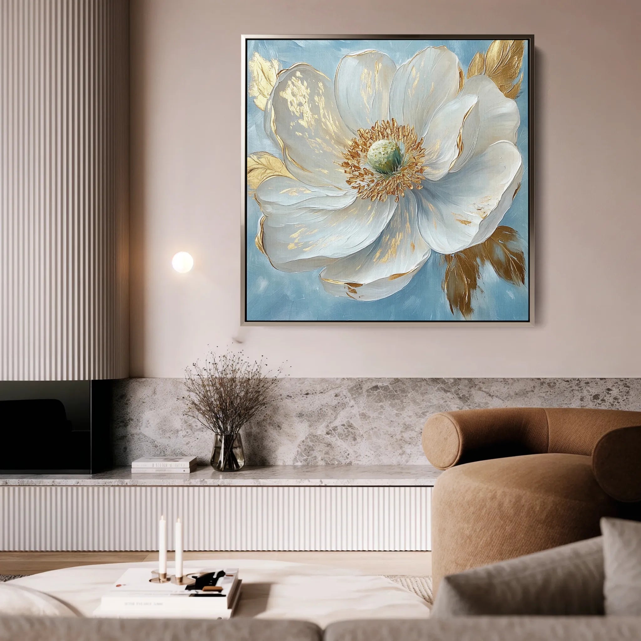 Floral 1293 Canvas Art 16" x 16" / 40 x 40 cm / Black