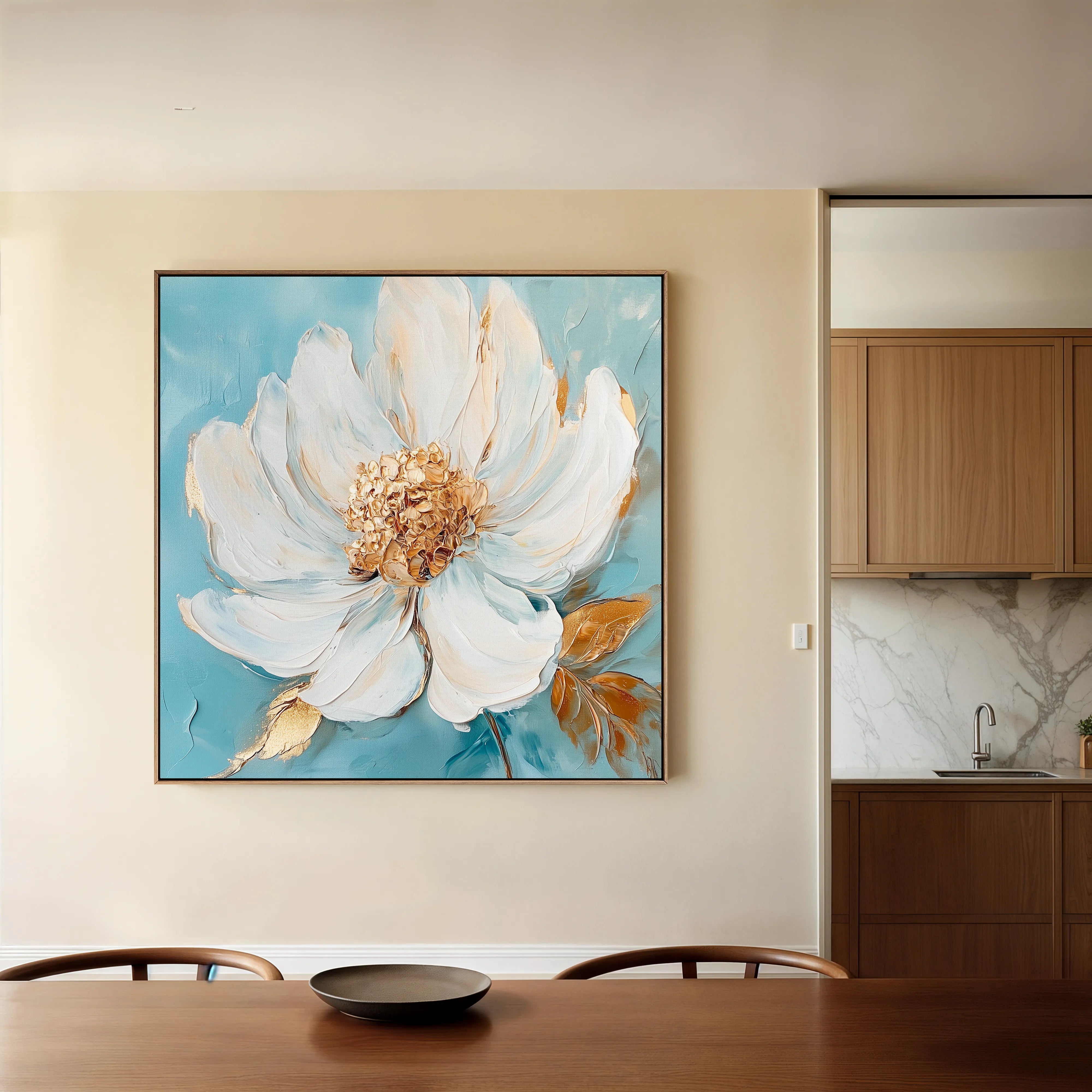 Floral 1294 Canvas Art 16" x 16" / 40 x 40 cm / Black