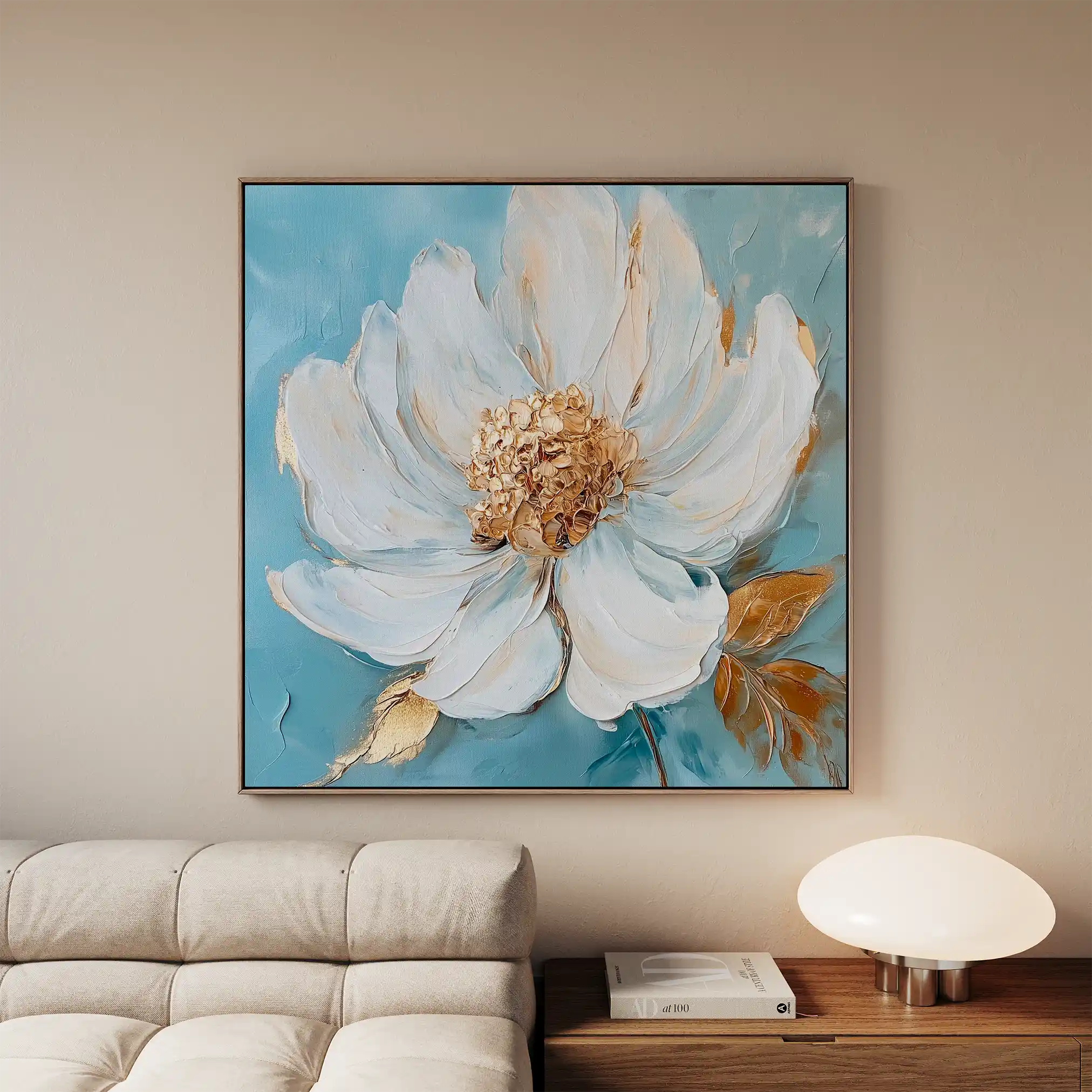Floral 1294 Canvas Art 16" x 16" / 40 x 40 cm / Black