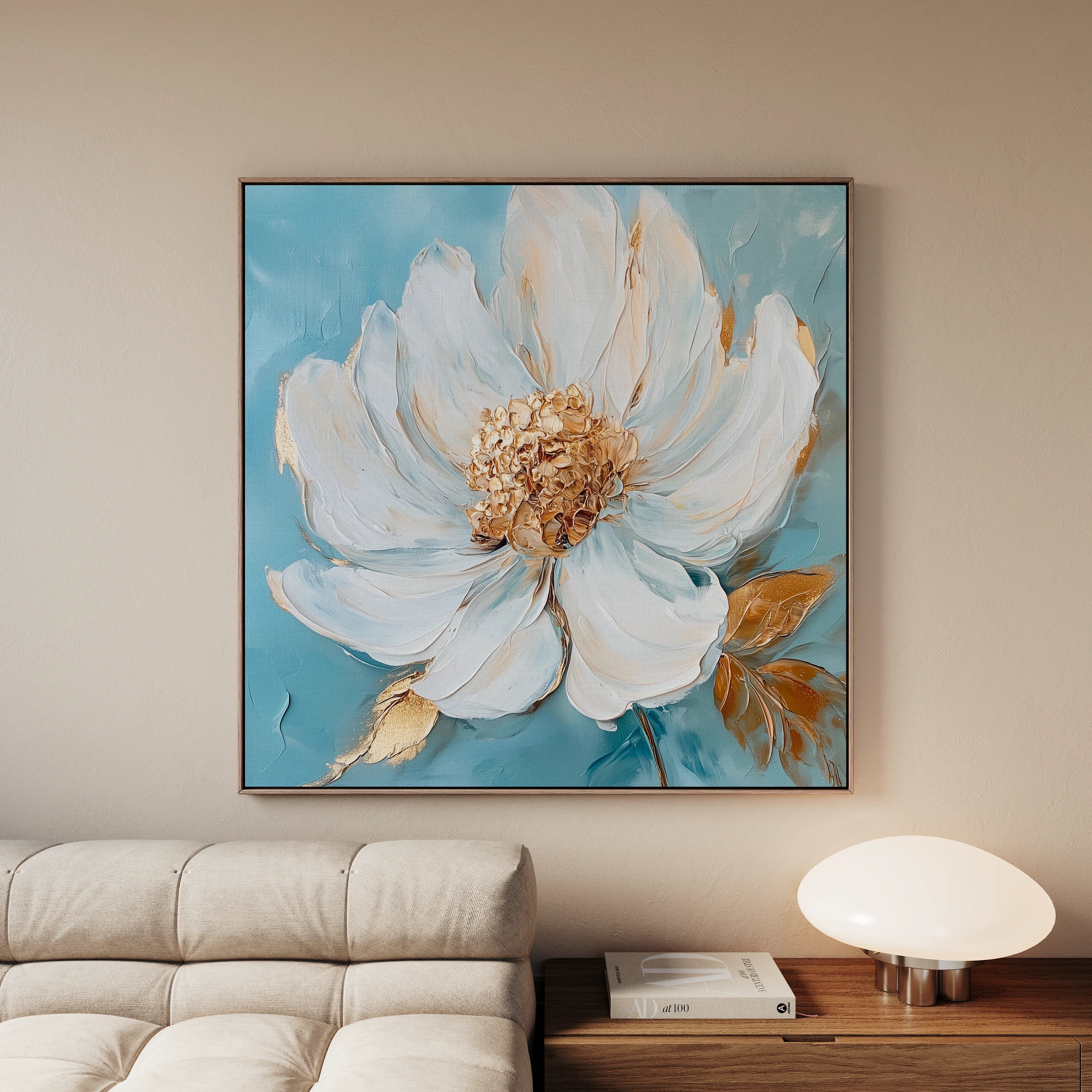 Floral 1294 Canvas Art 16" x 16" / 40 x 40 cm / Black