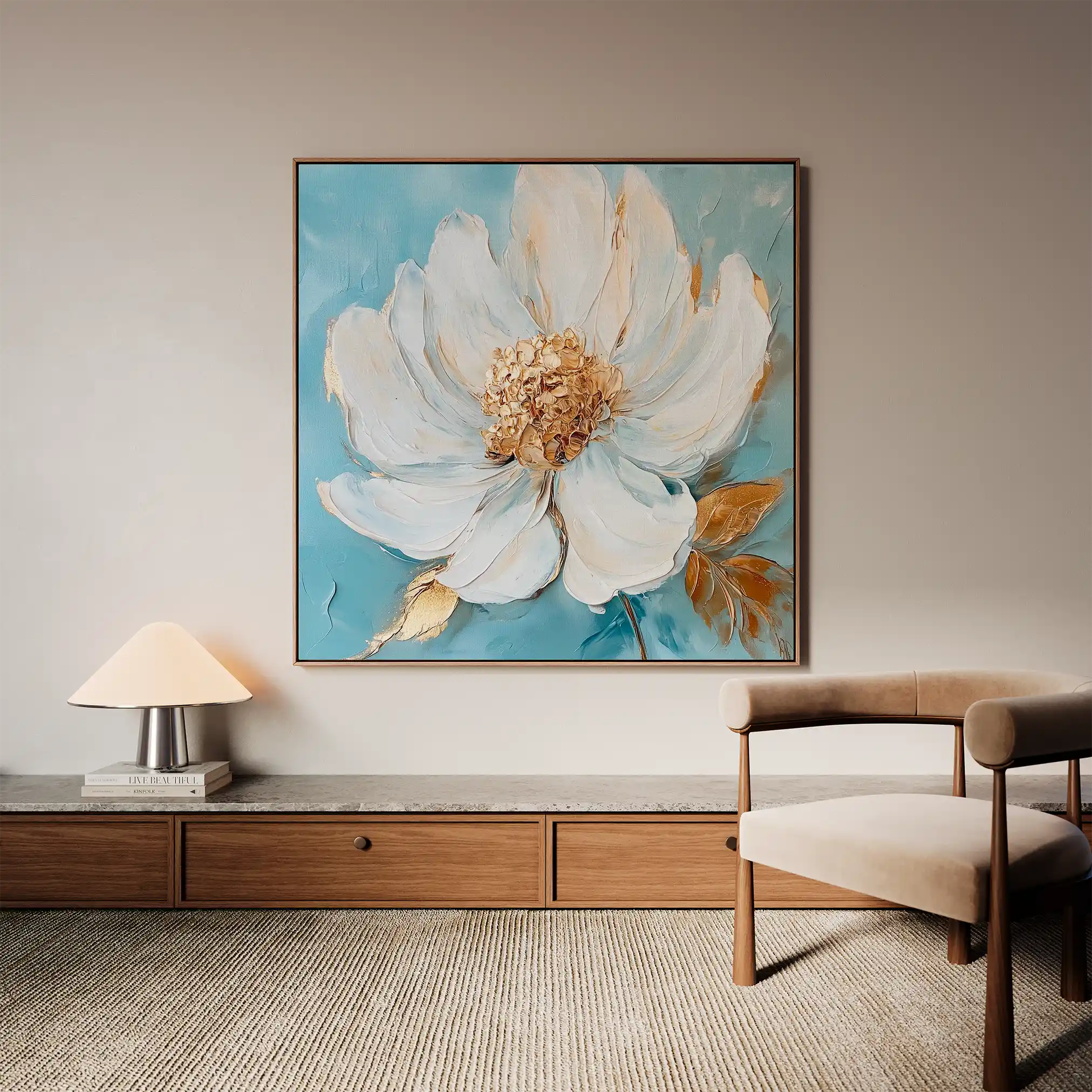 Floral 1294 Canvas Art 16" x 16" / 40 x 40 cm / Black