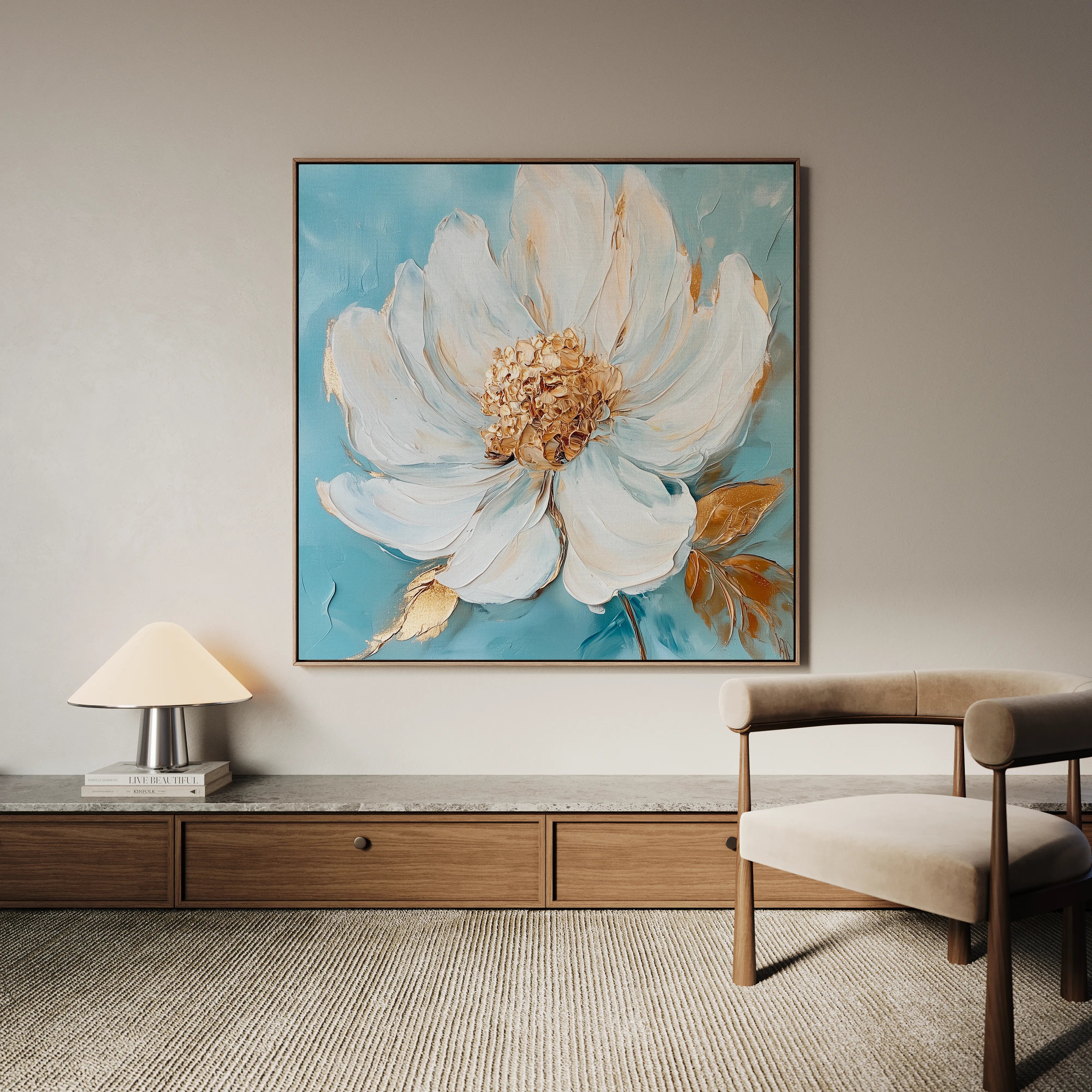 Floral 1294 Canvas Art 16" x 16" / 40 x 40 cm / Black