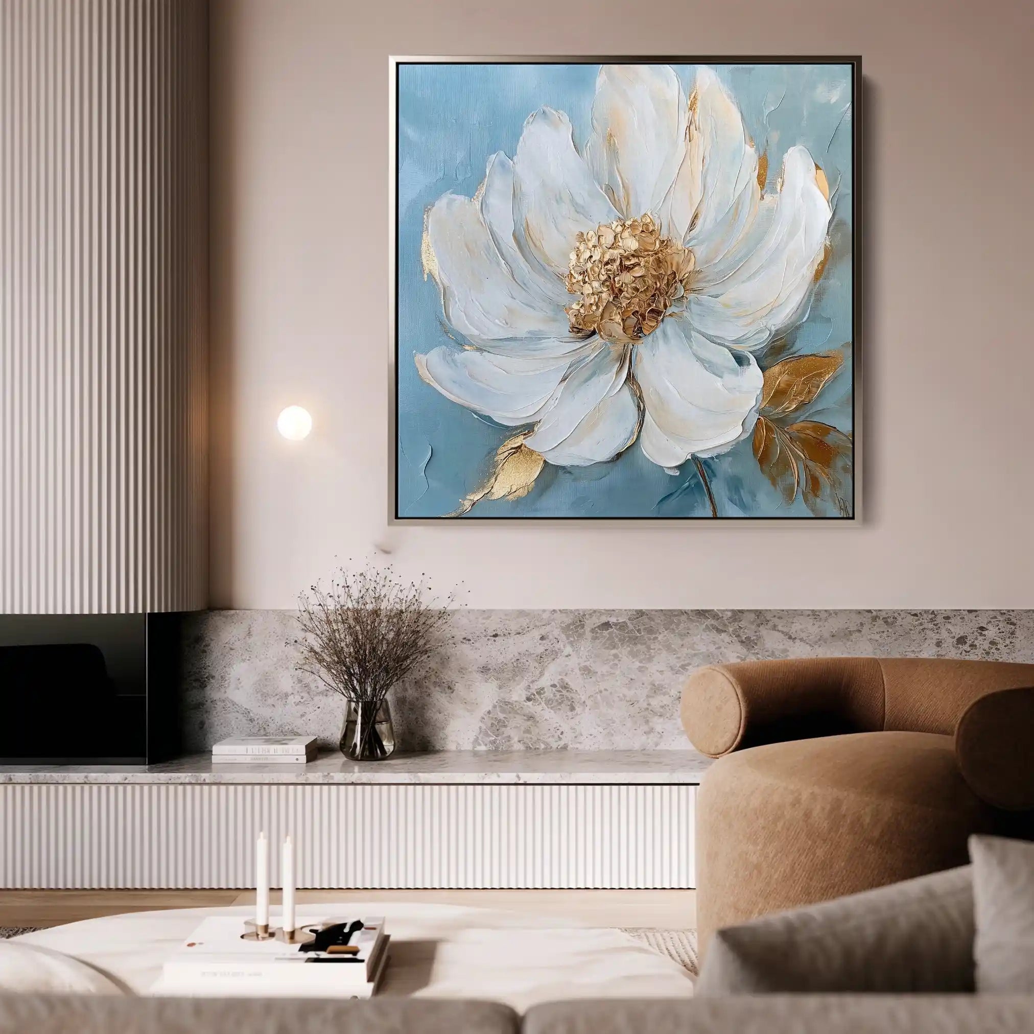 Floral 1294 Canvas Art 16" x 16" / 40 x 40 cm / Black