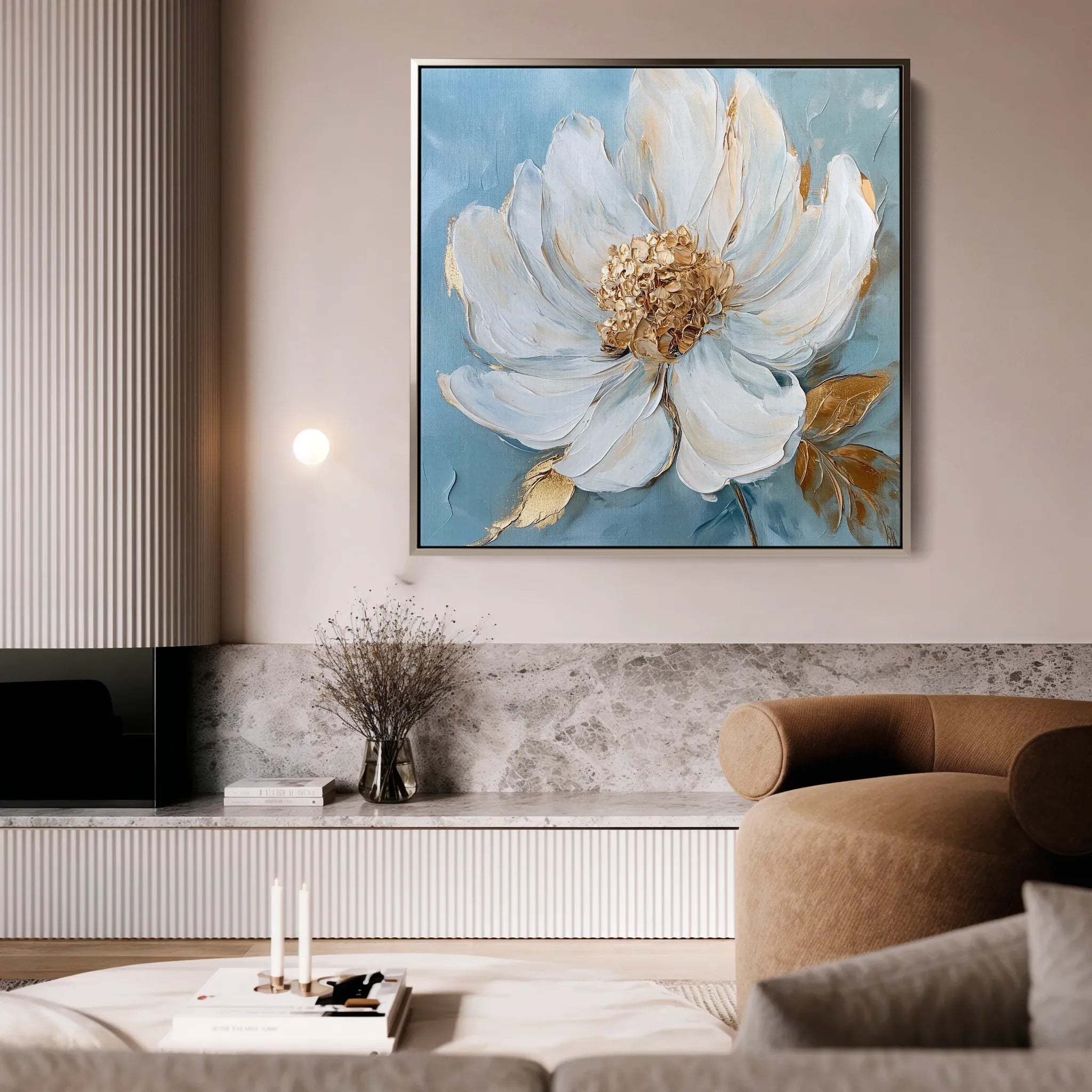 Floral 1294 Canvas Art 16" x 16" / 40 x 40 cm / Black