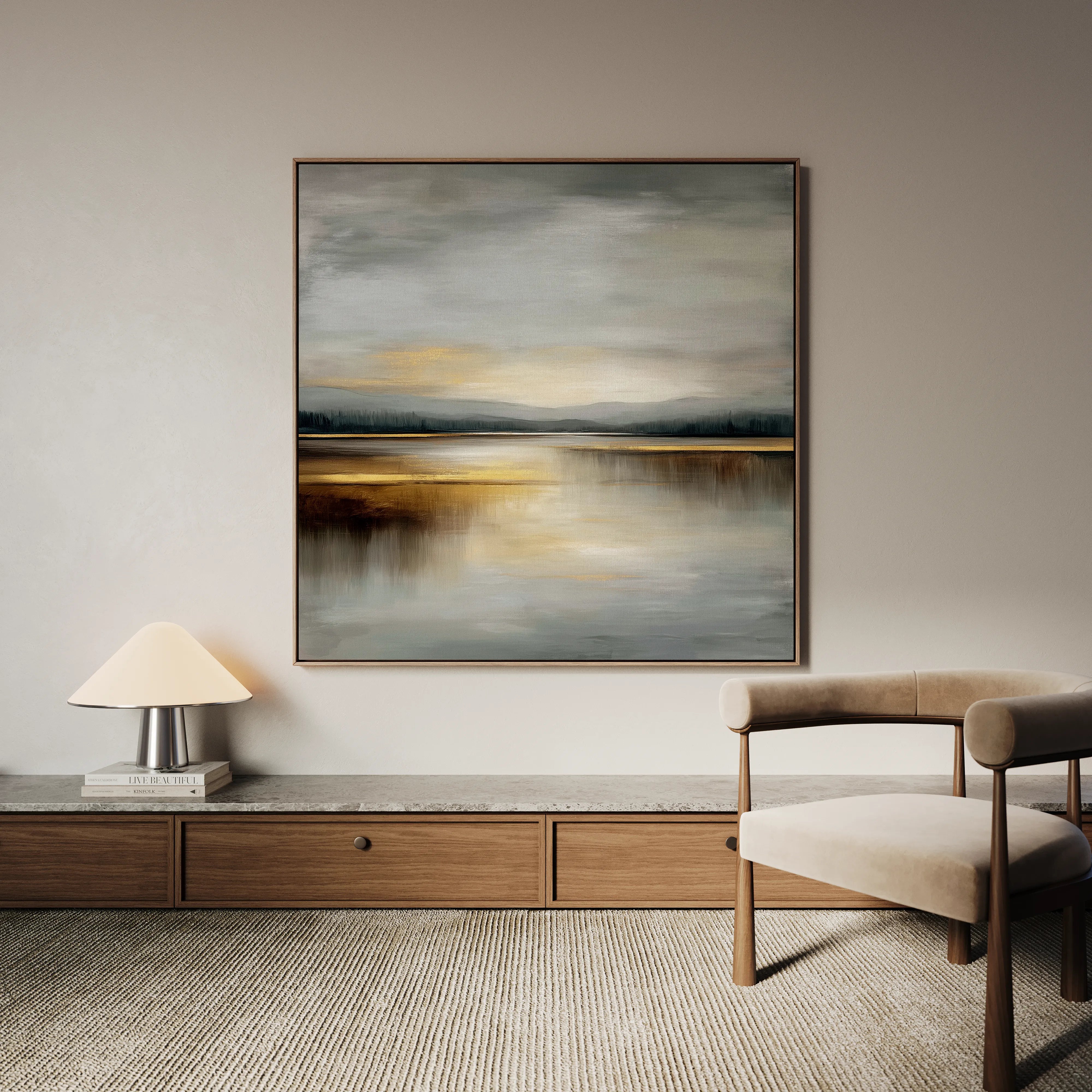 Abstract 1295 Canvas Art 16" x 16" / 40 x 40 cm / Black