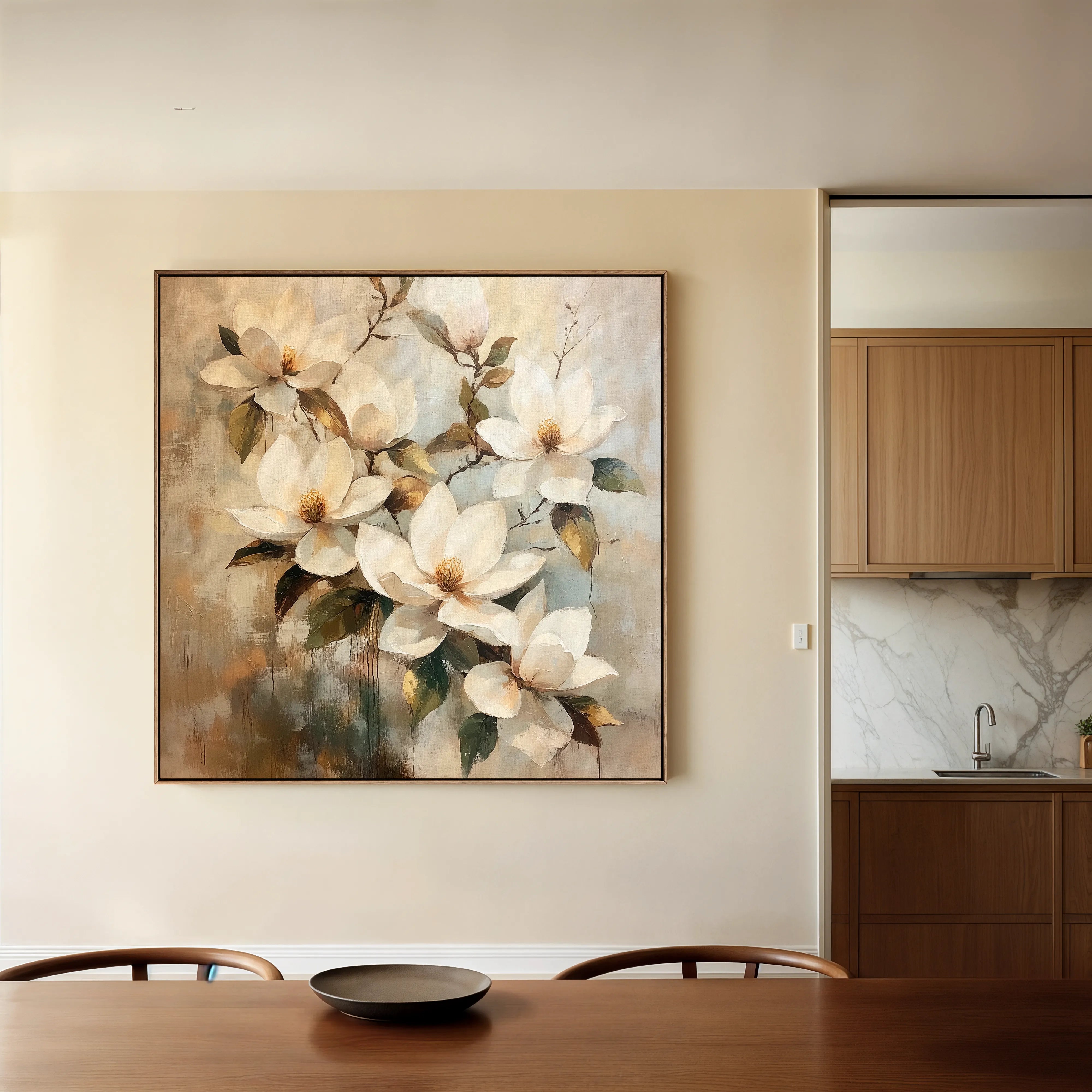 Floral 1295 Canvas Art 16" x 16" / 40 x 40 cm / Black