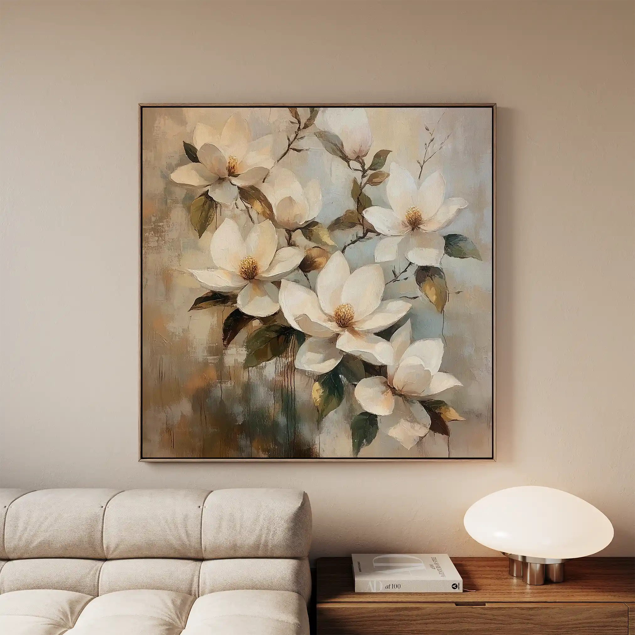 Floral 1295 Canvas Art 16" x 16" / 40 x 40 cm / Black