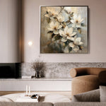 Floral 1295 Canvas Art 16" x 16" / 40 x 40 cm / Black