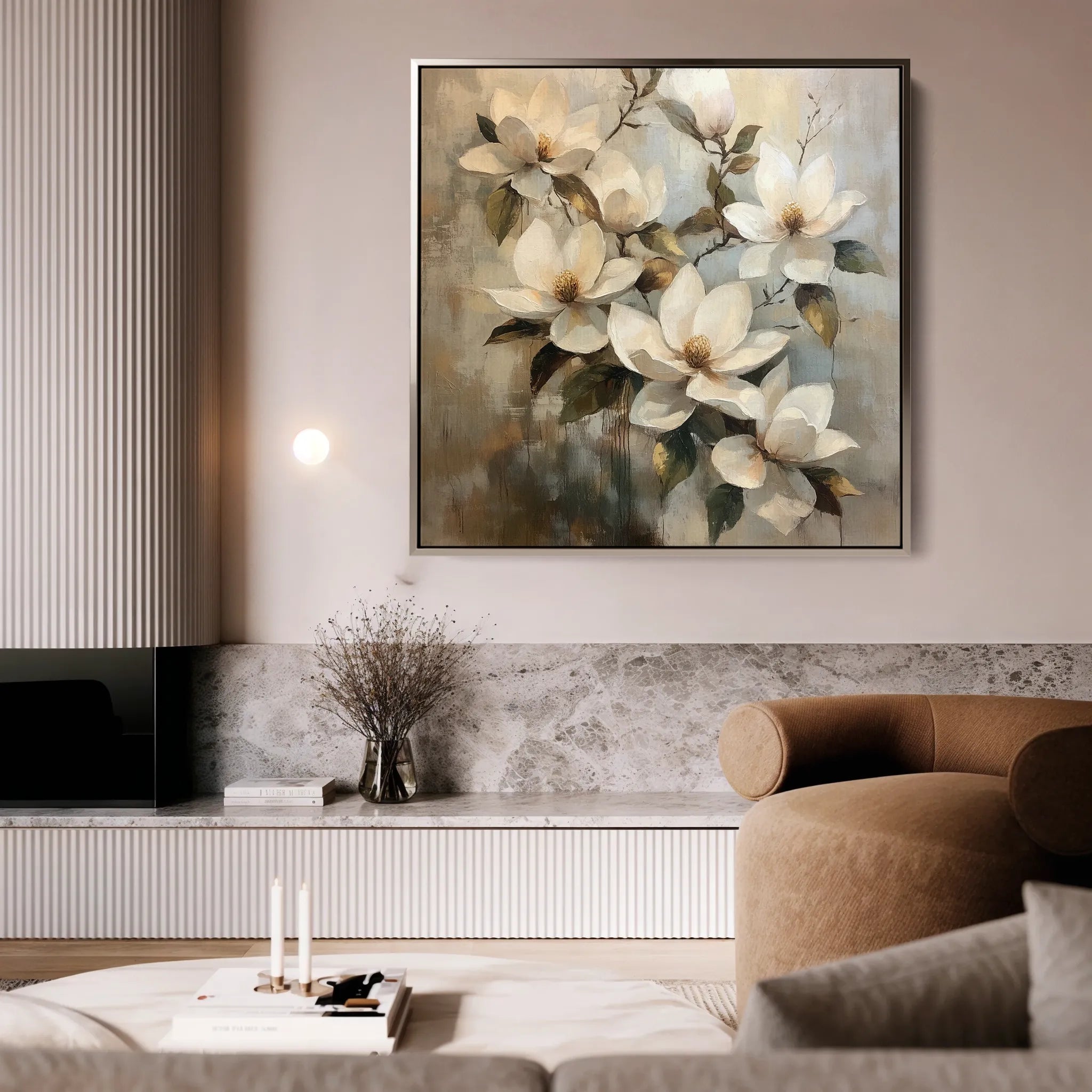 Floral 1295 Canvas Art 16" x 16" / 40 x 40 cm / Black