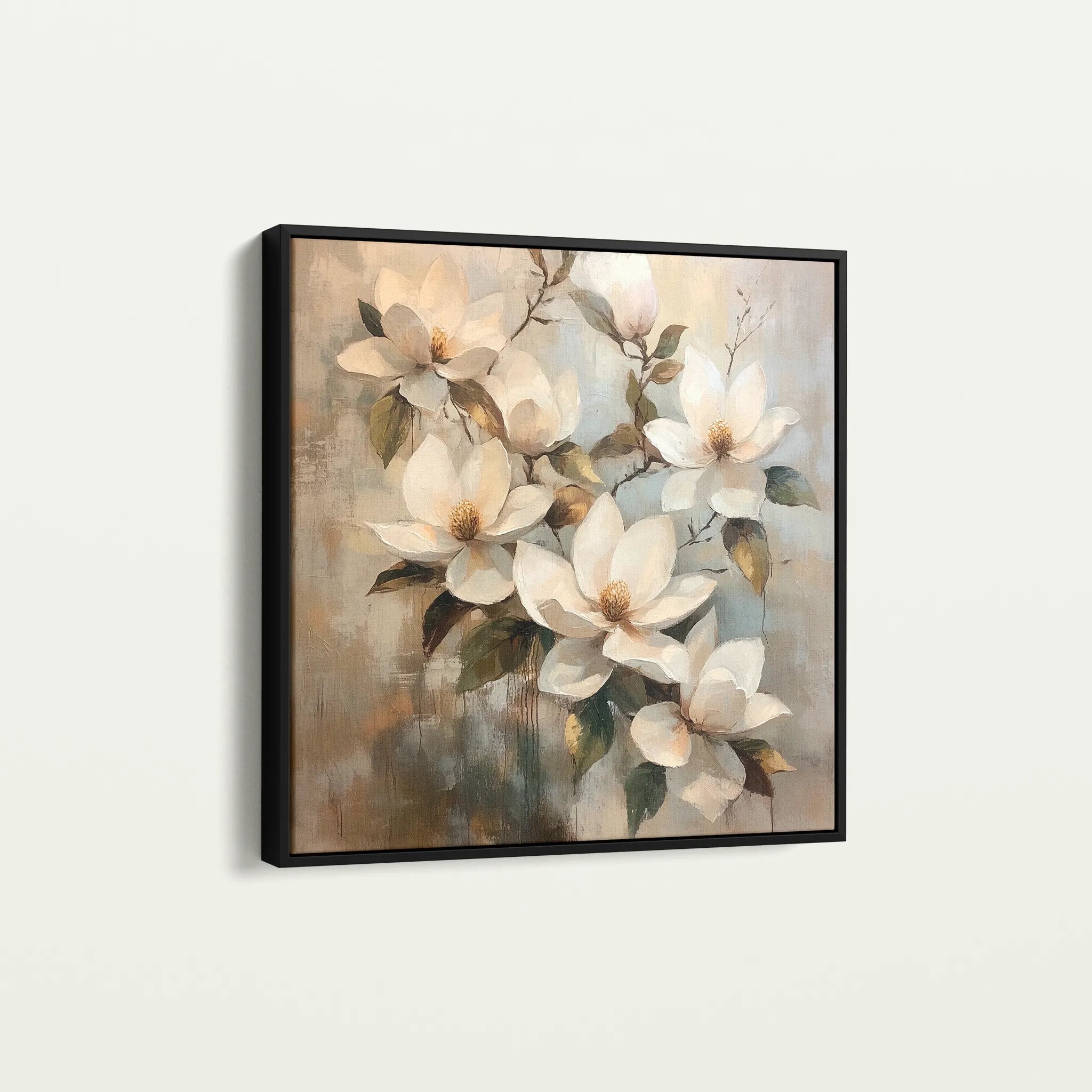Floral 1295 Canvas Art 16" x 16" / 40 x 40 cm / Black