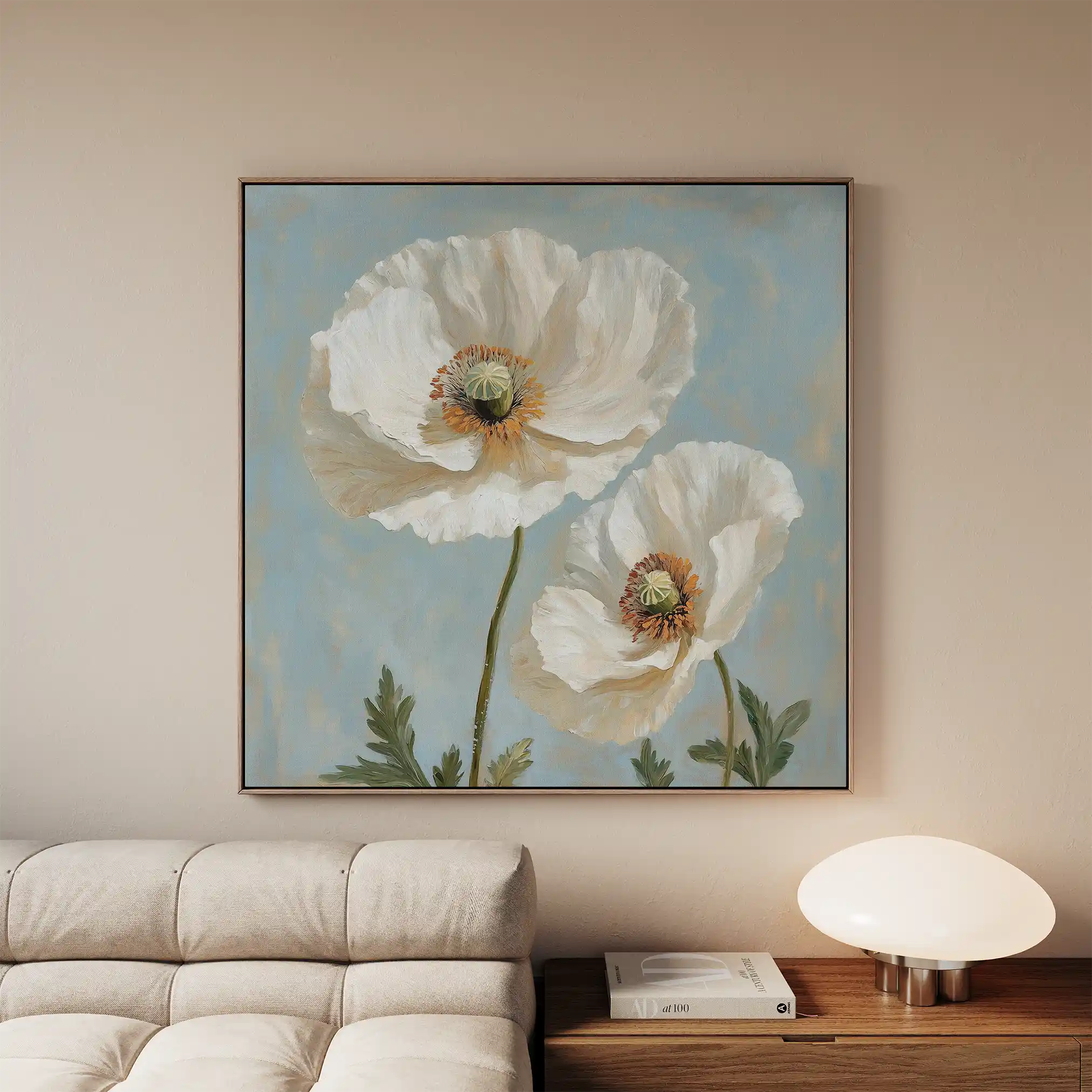 Floral 1296 Canvas Art 16" x 16" / 40 x 40 cm / Black