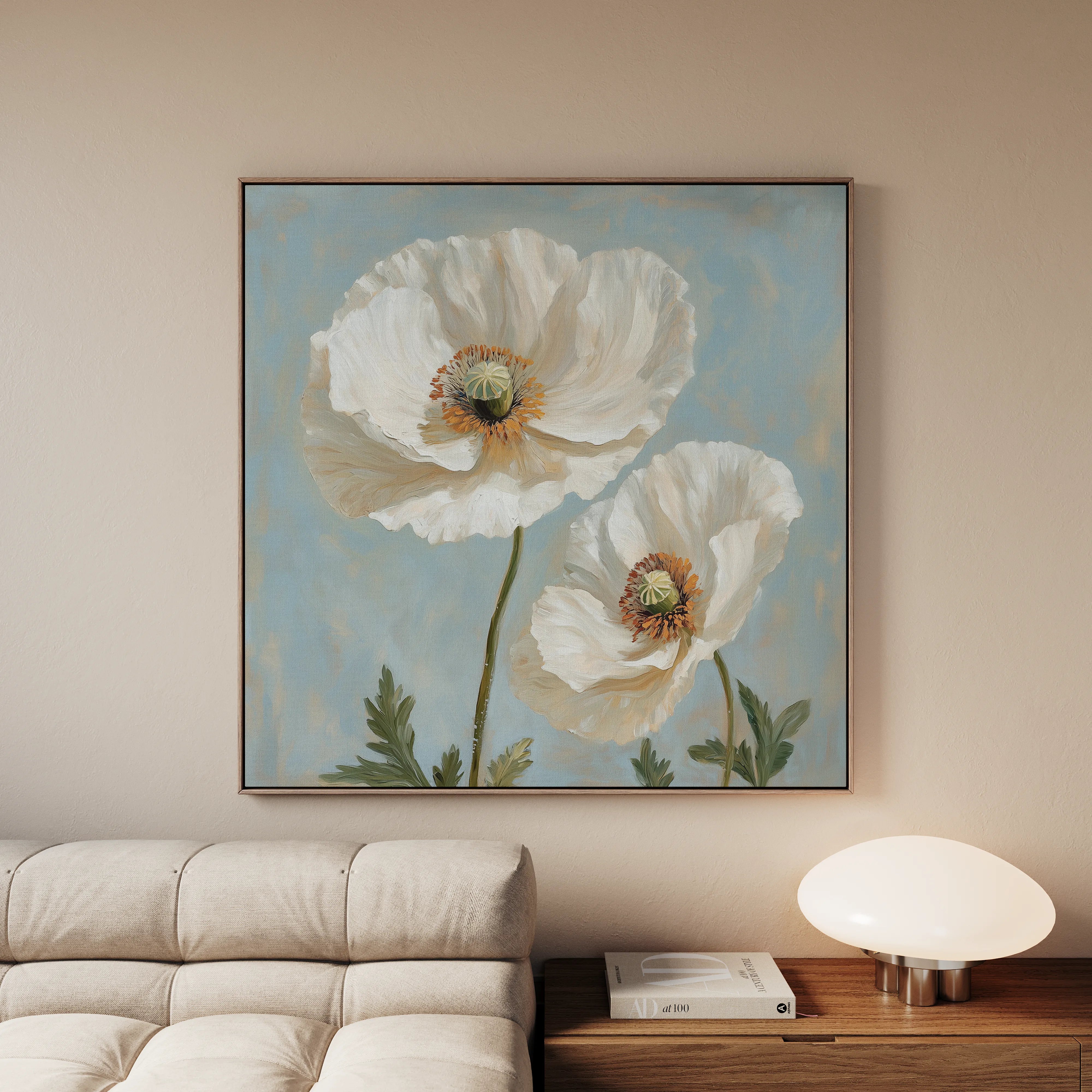 Floral 1296 Canvas Art 16" x 16" / 40 x 40 cm / Black