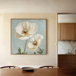 Floral 1296 Canvas Art 16" x 16" / 40 x 40 cm / Black