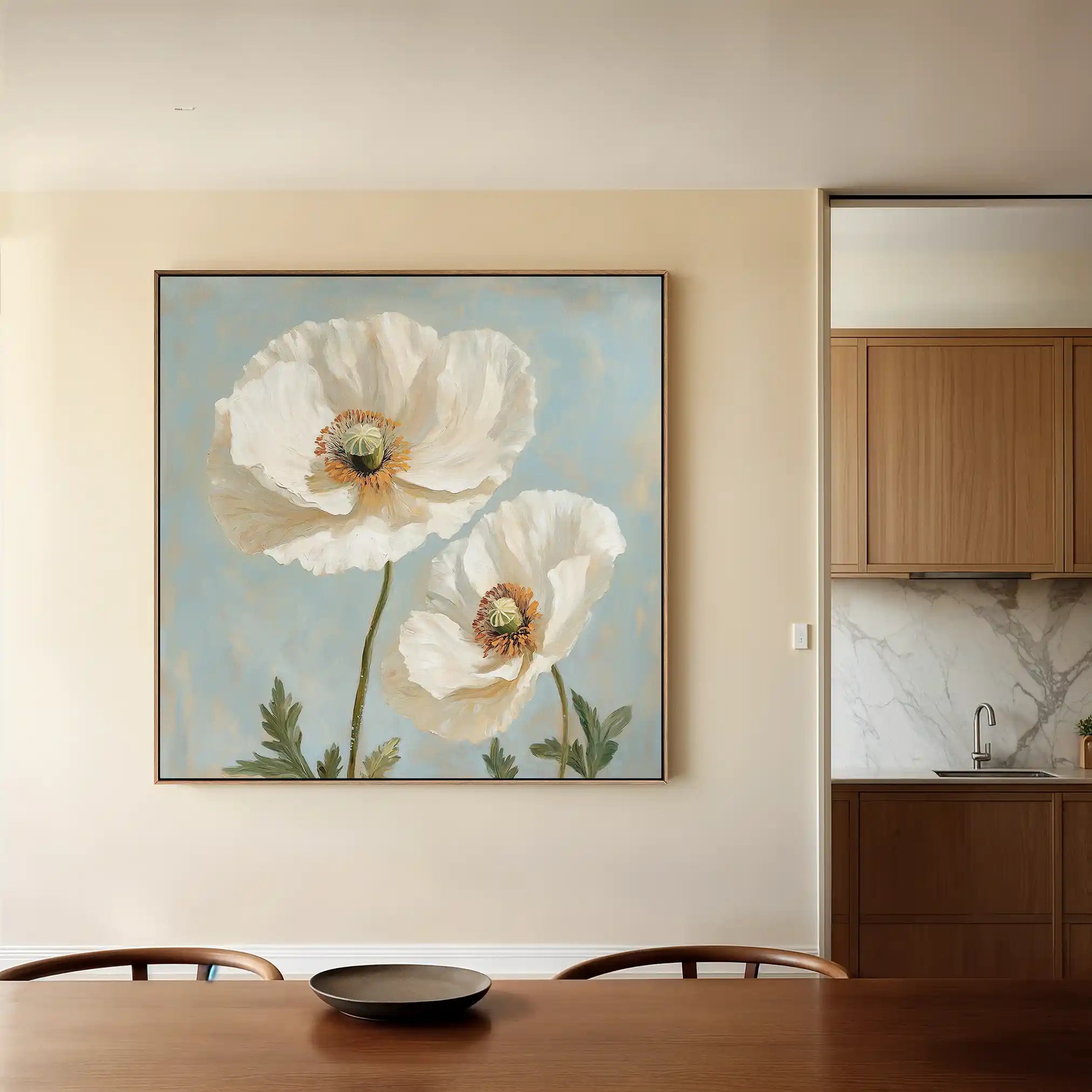 Floral 1296 Canvas Art 16" x 16" / 40 x 40 cm / Black