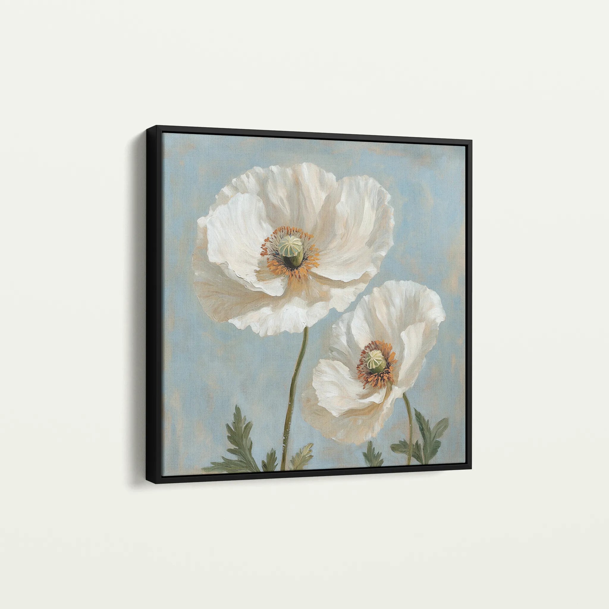 Floral 1296 Canvas Art 16" x 16" / 40 x 40 cm / Black