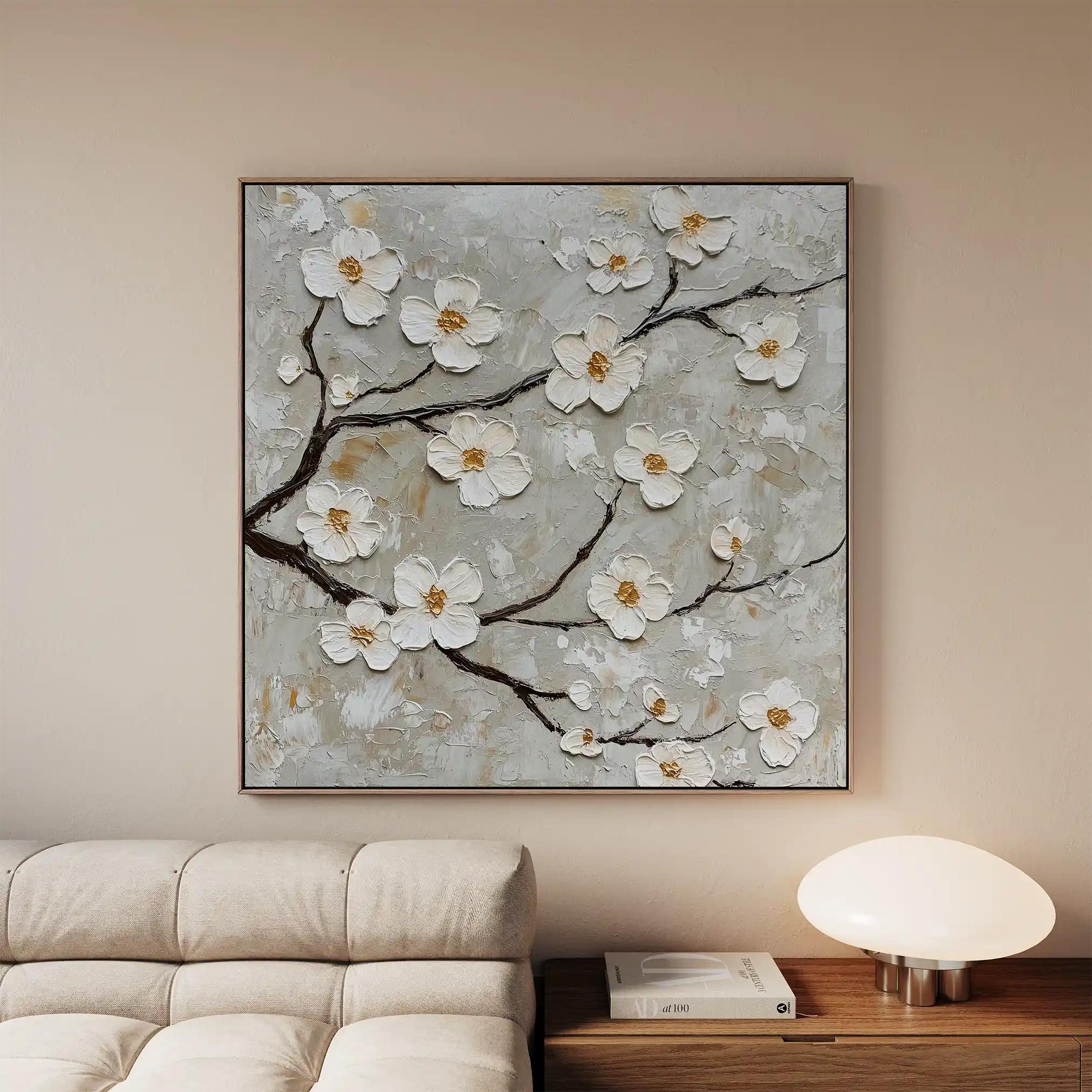 Floral 1297 Canvas Art 16" x 16" / 40 x 40 cm / Black