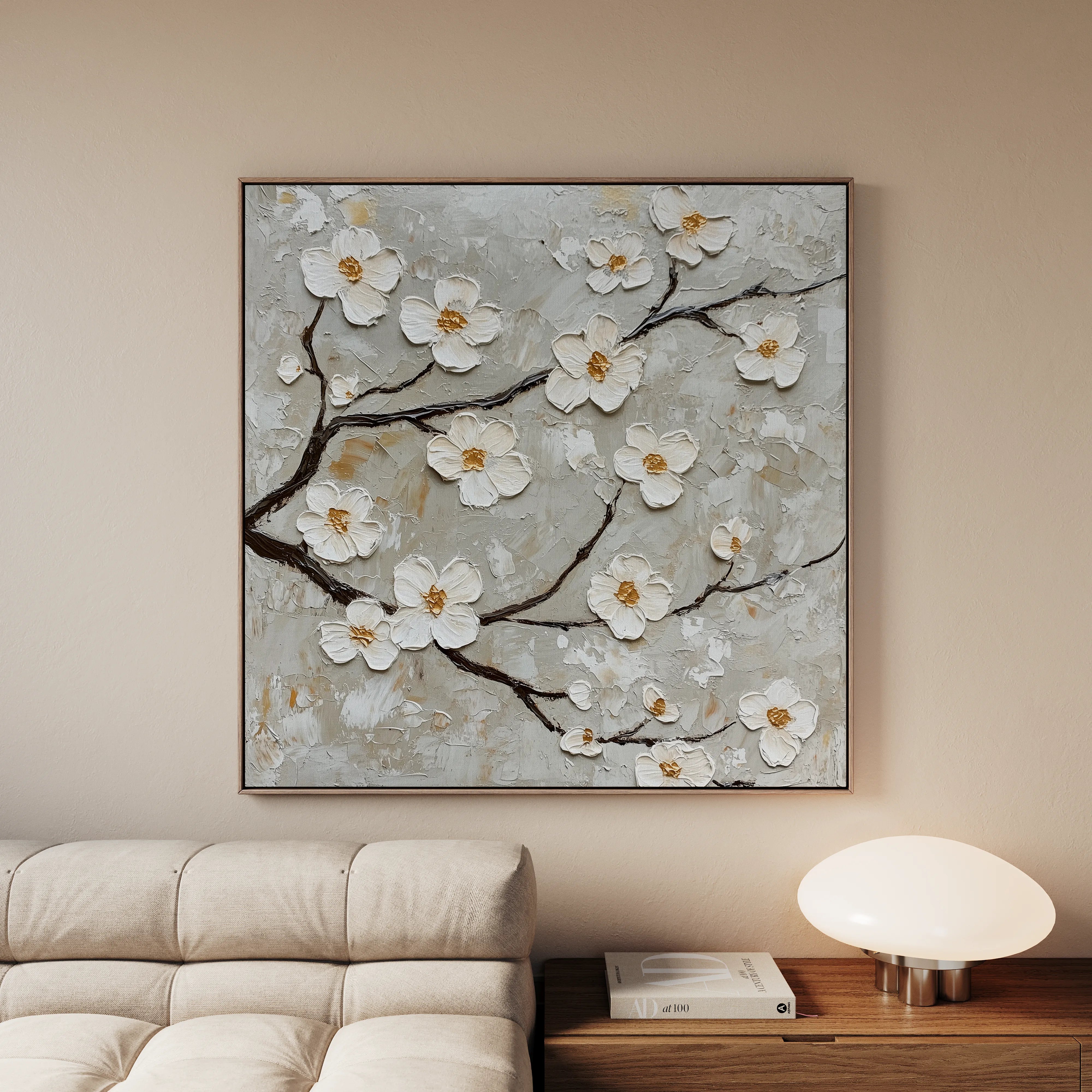 Floral 1297 Canvas Art 16" x 16" / 40 x 40 cm / Black
