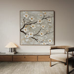 Floral 1297 Canvas Art 16" x 16" / 40 x 40 cm / Black