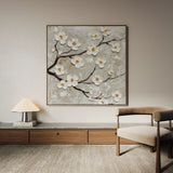 Floral 1297 Canvas Art 16" x 16" / 40 x 40 cm / Black
