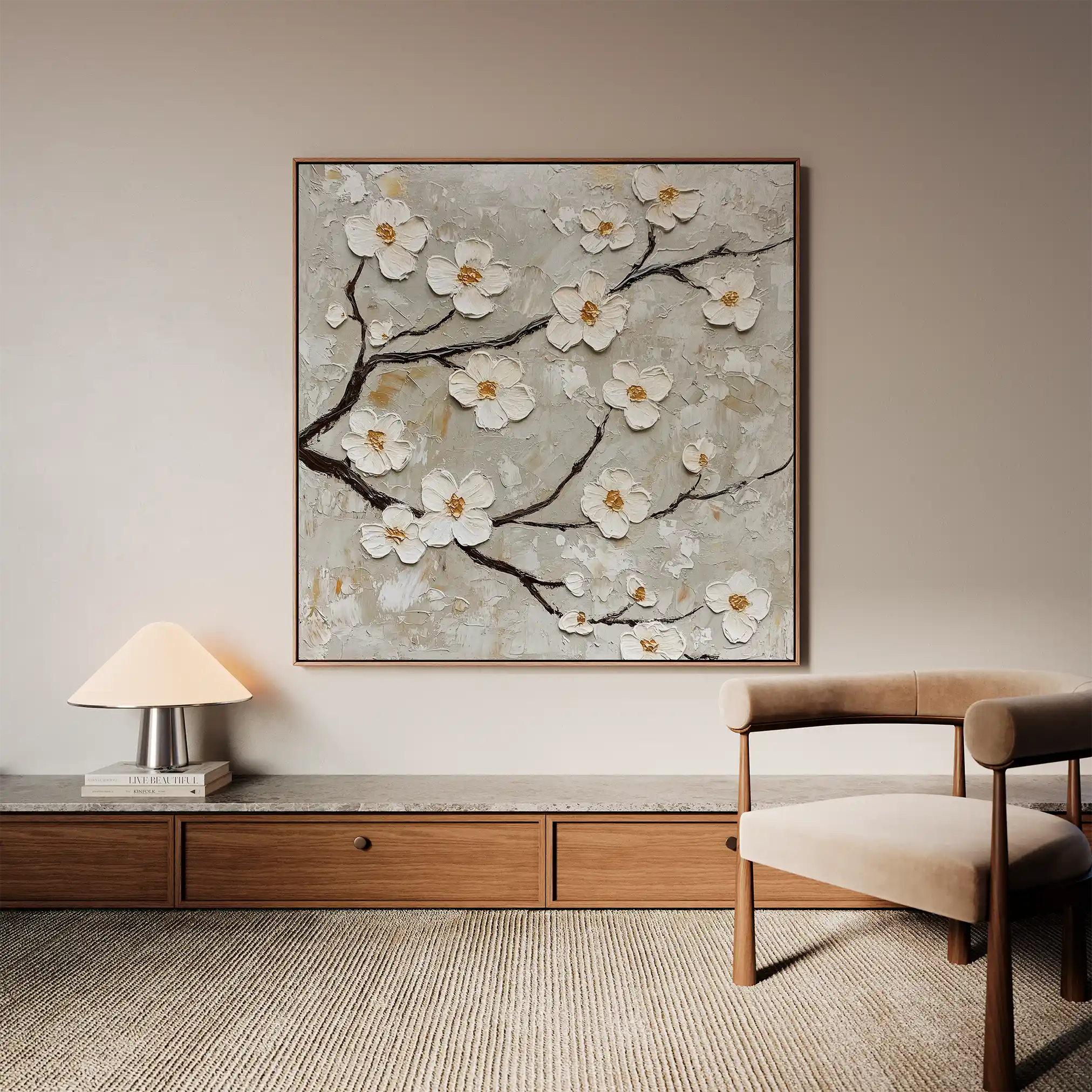 Floral 1297 Canvas Art 16" x 16" / 40 x 40 cm / Black