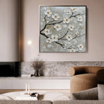 Floral 1297 Canvas Art 16" x 16" / 40 x 40 cm / Black