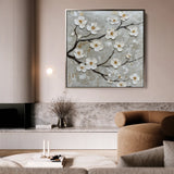 Floral 1297 Canvas Art 16" x 16" / 40 x 40 cm / Black