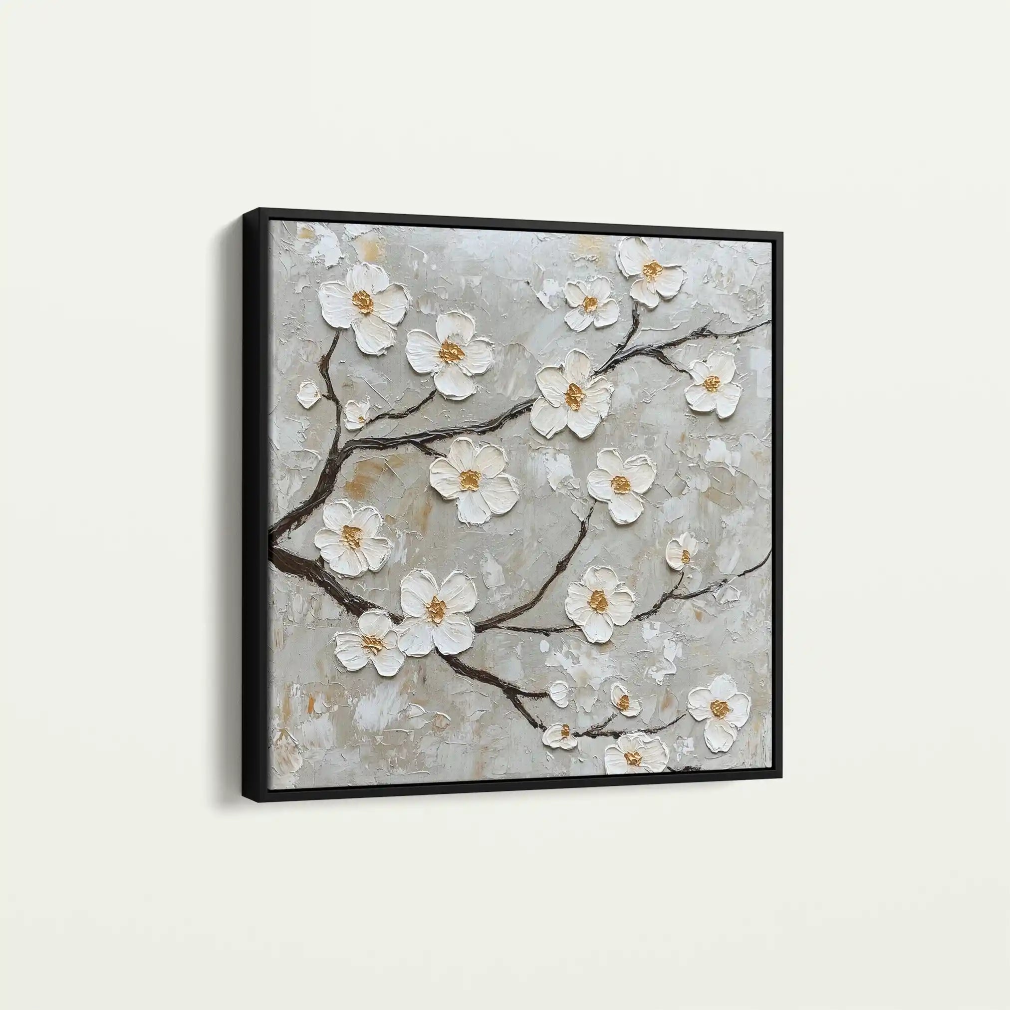 Floral 1297 Canvas Art 16" x 16" / 40 x 40 cm / Black