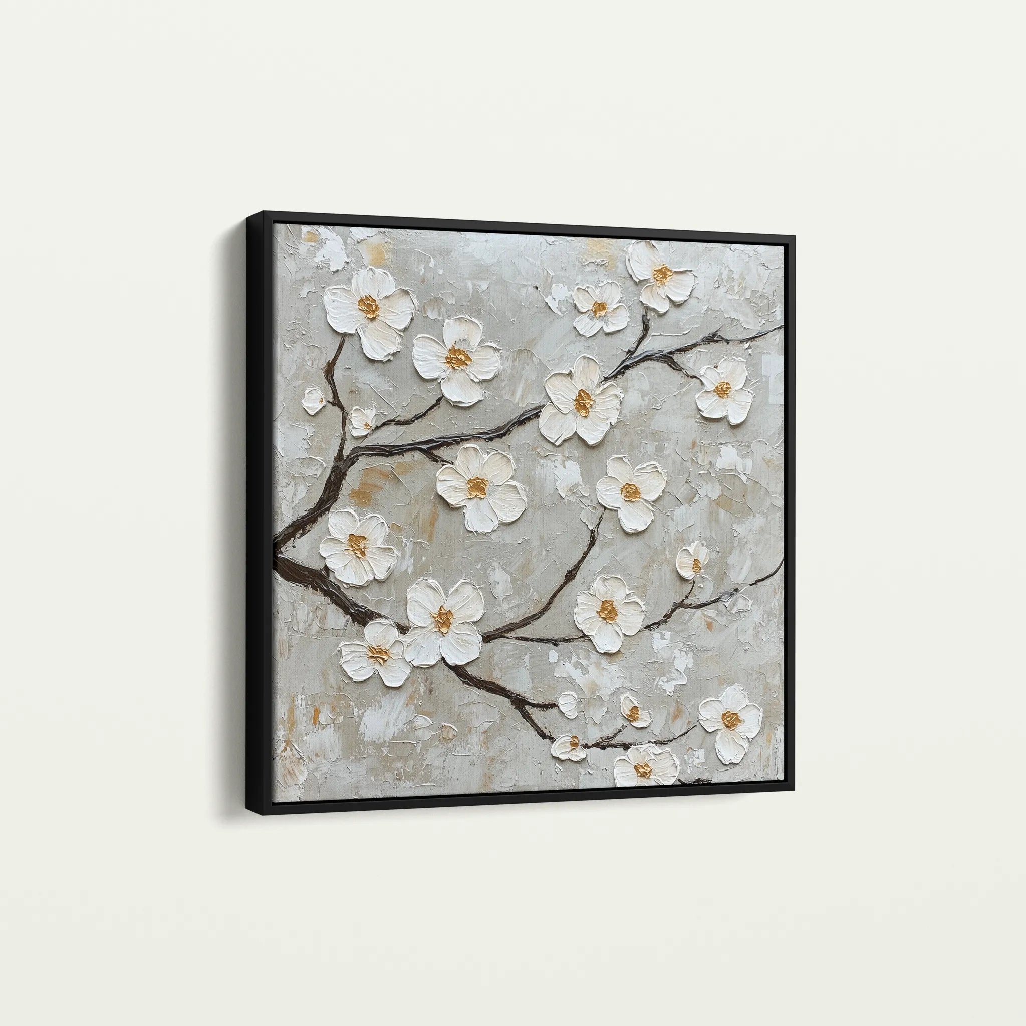 Floral 1297 Canvas Art 16" x 16" / 40 x 40 cm / Black