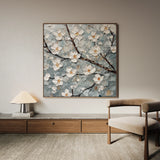 Floral 1298 Canvas Art 16" x 16" / 40 x 40 cm / Black