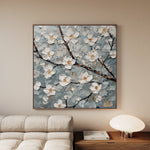 Floral 1298 Canvas Art 16" x 16" / 40 x 40 cm / Black