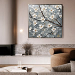 Floral 1298 Canvas Art 16" x 16" / 40 x 40 cm / Black