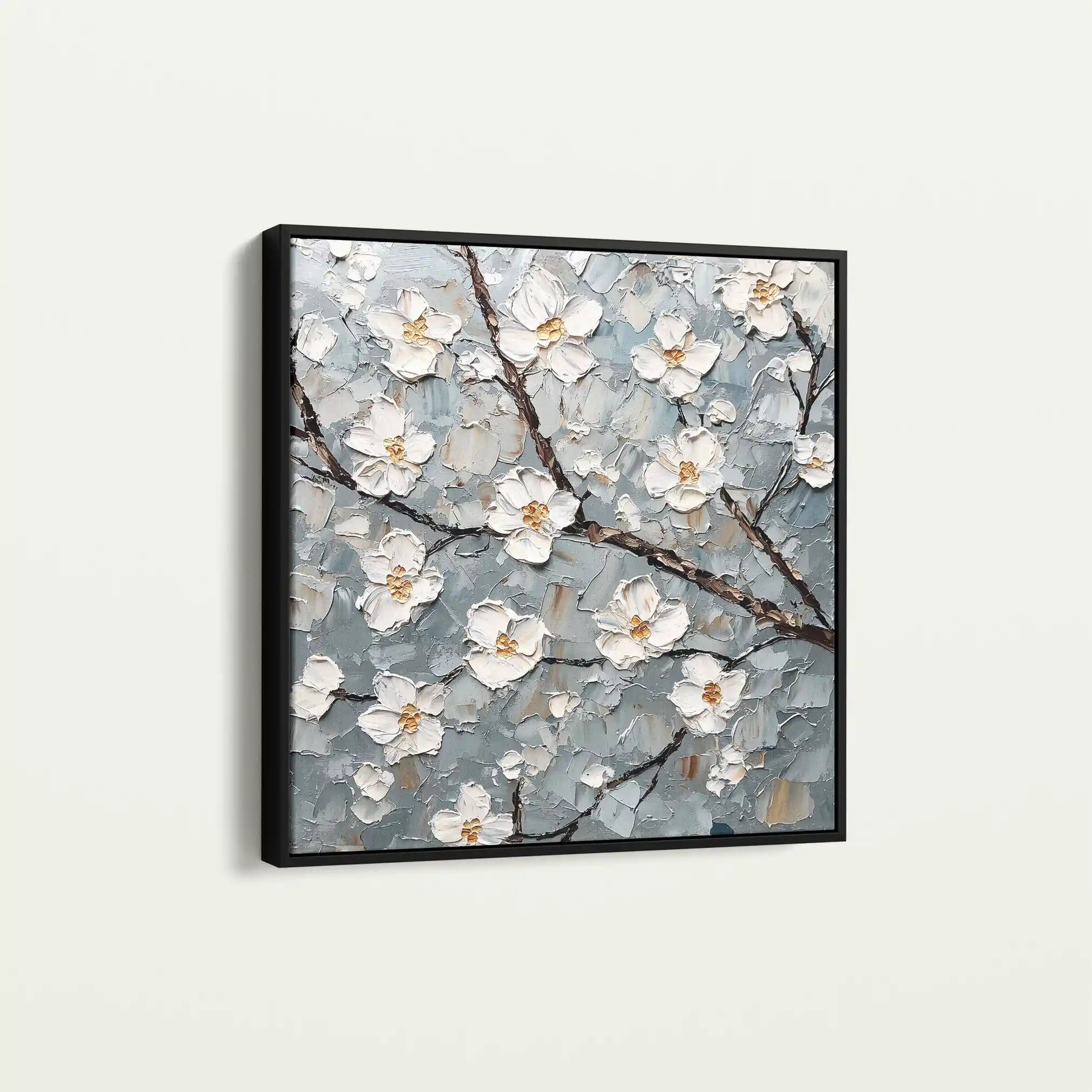 Floral 1298 Canvas Art 16" x 16" / 40 x 40 cm / Black