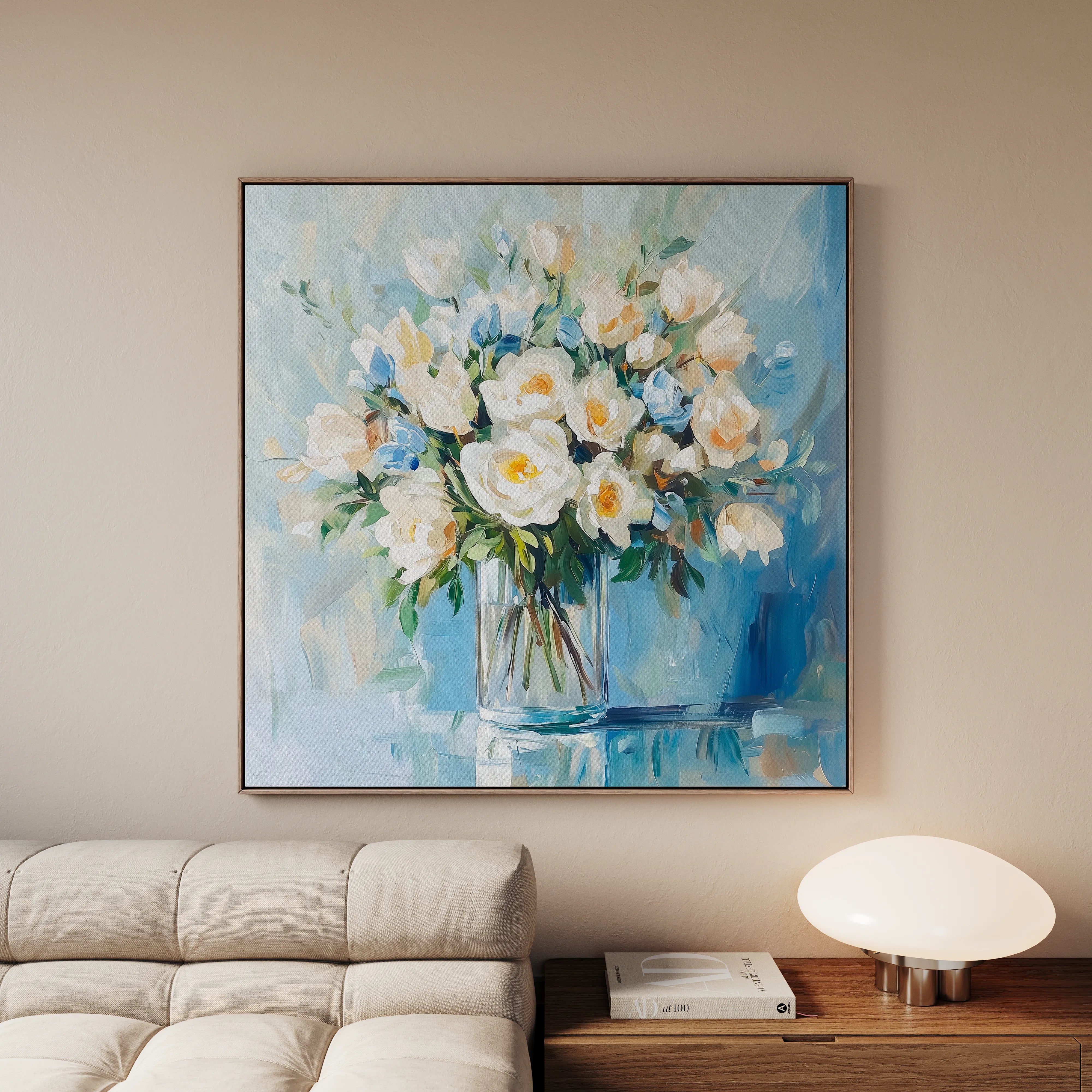 Floral 1299 Canvas Art 16" x 16" / 40 x 40 cm / Black