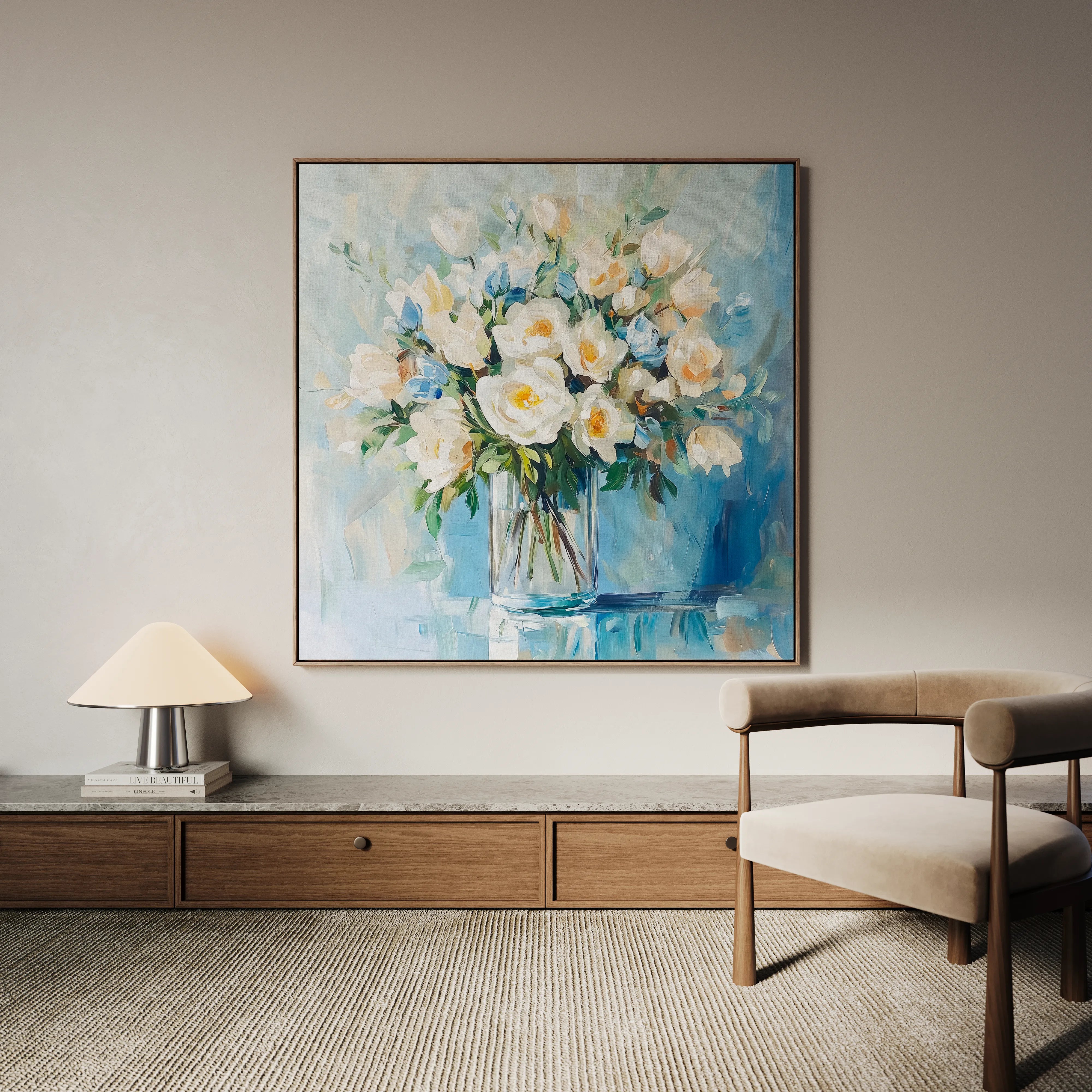 Floral 1299 Canvas Art 16" x 16" / 40 x 40 cm / Black