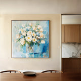 Floral 1299 Canvas Art 16" x 16" / 40 x 40 cm / Black