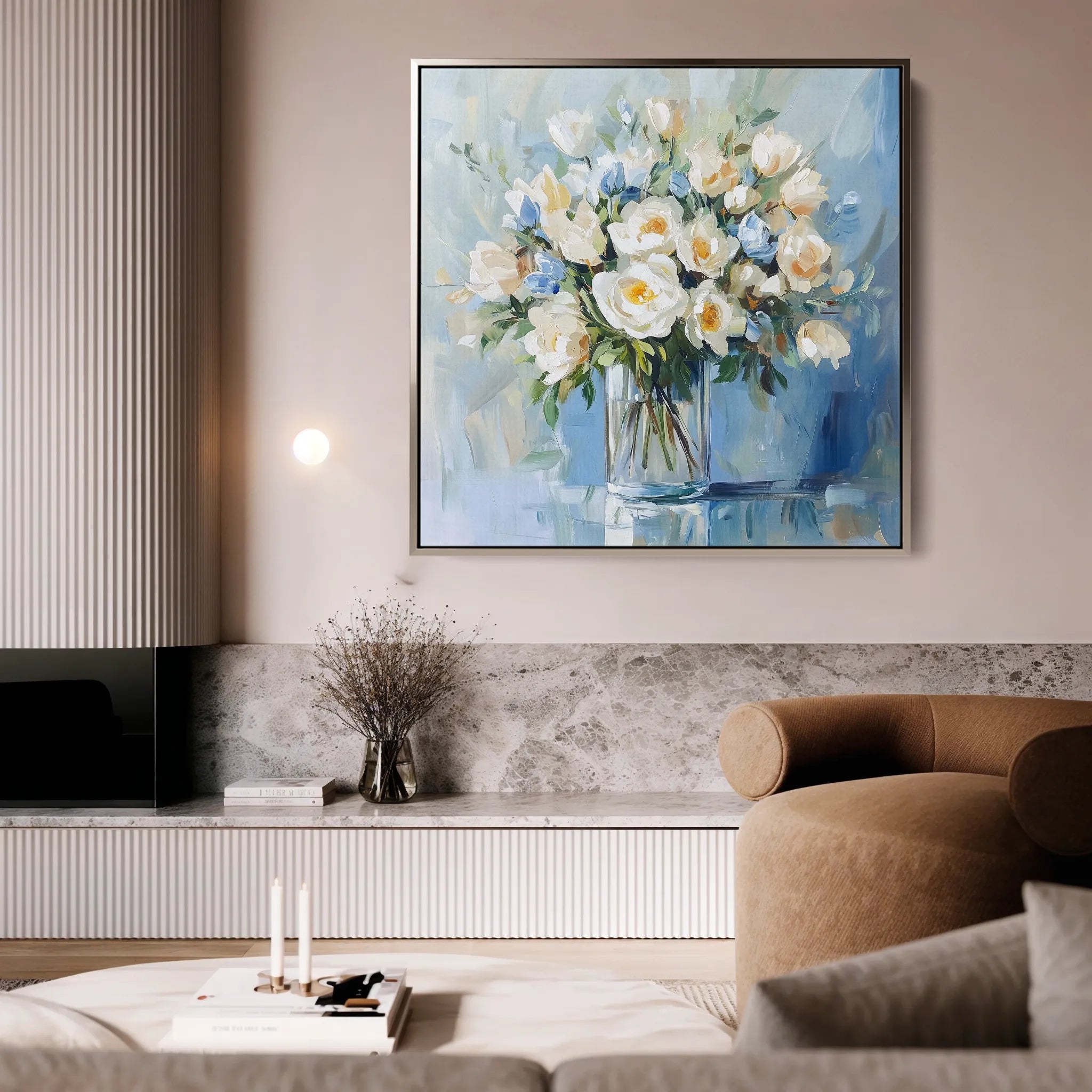 Floral 1299 Canvas Art 16" x 16" / 40 x 40 cm / Black