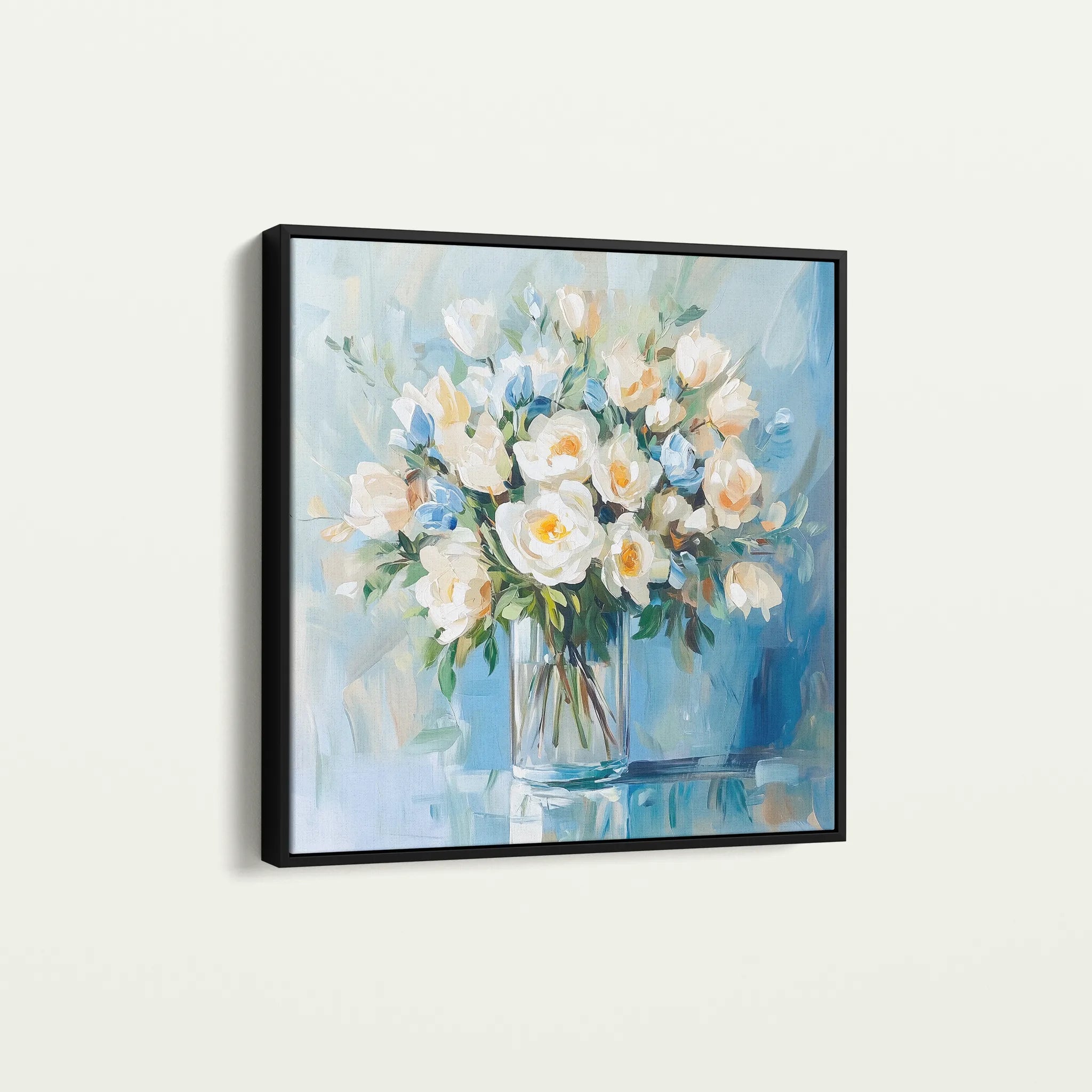 Floral 1299 Canvas Art 16" x 16" / 40 x 40 cm / Black
