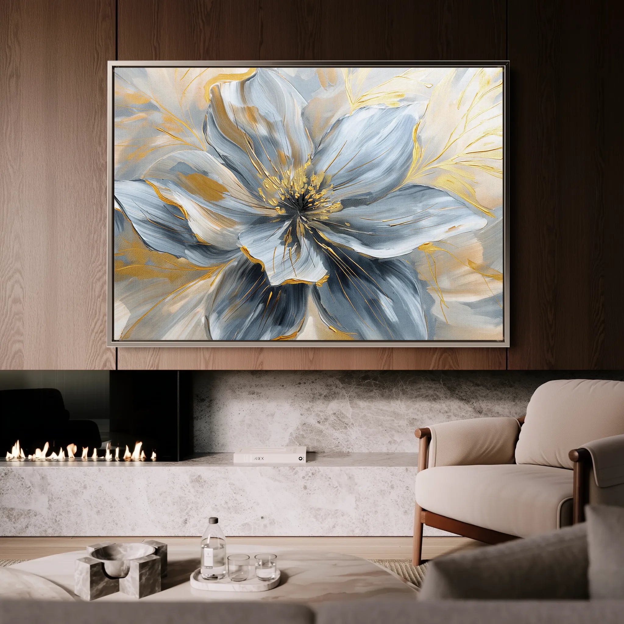 Floral 130 Canvas Art 18" x 24" / 45 x 60 cm / Black