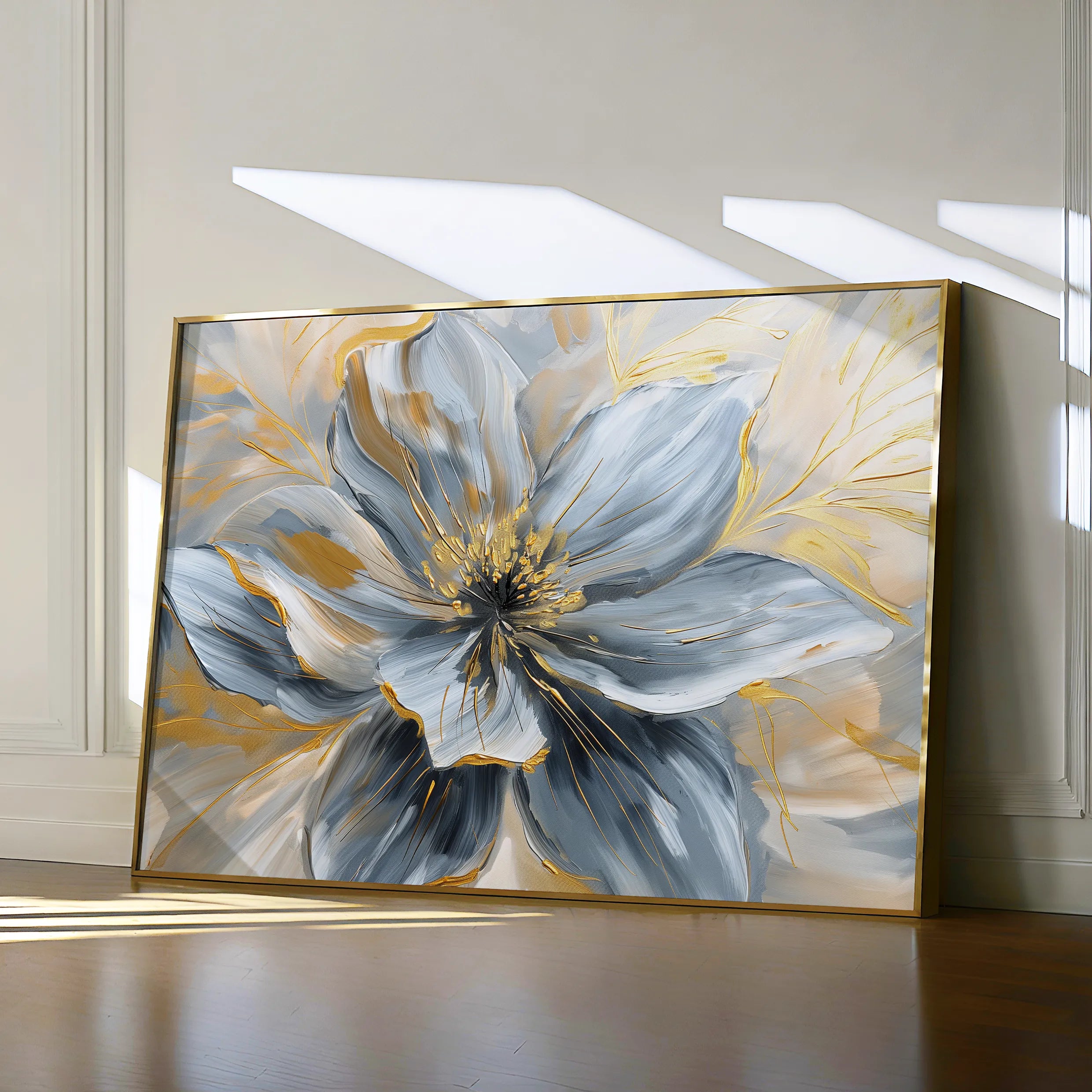 Floral 130 Canvas Art 18" x 24" / 45 x 60 cm / Black
