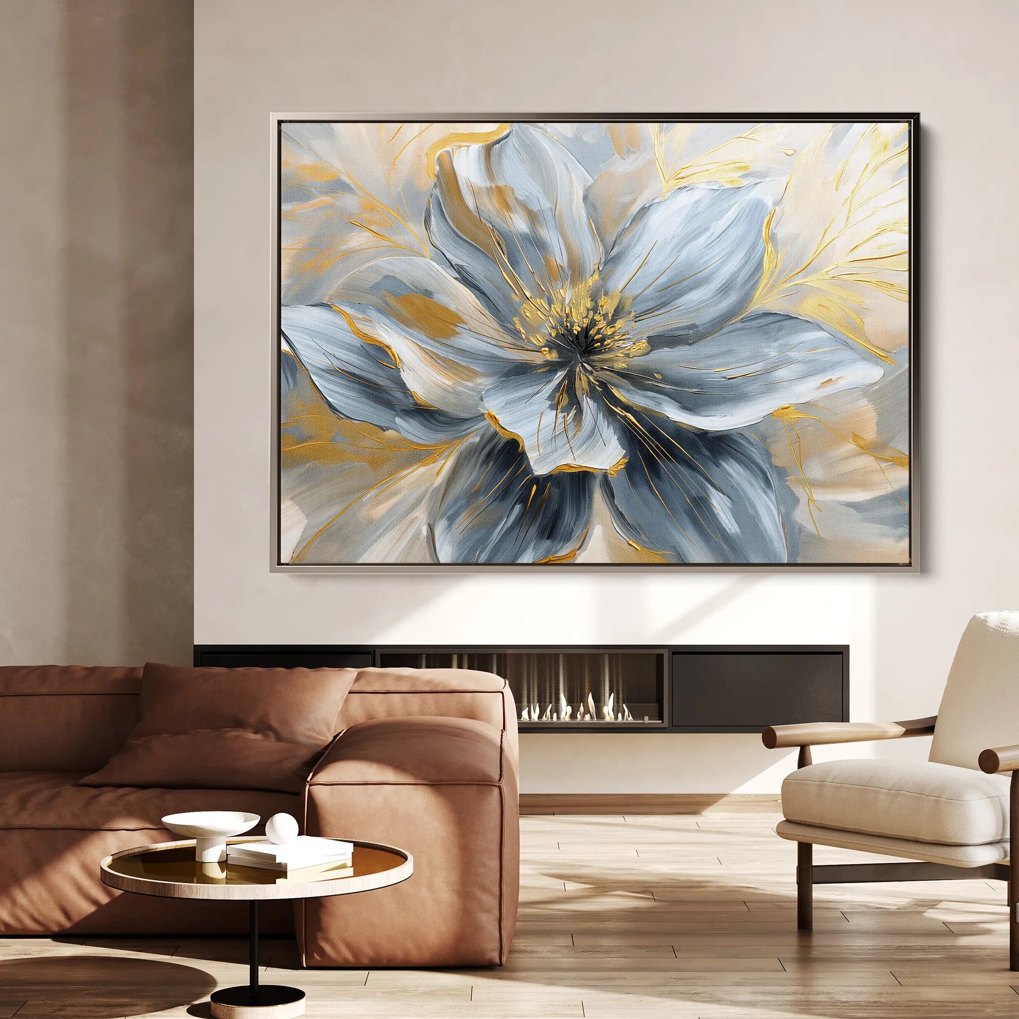 Floral 130 Canvas Art 18" x 24" / 45 x 60 cm / Black