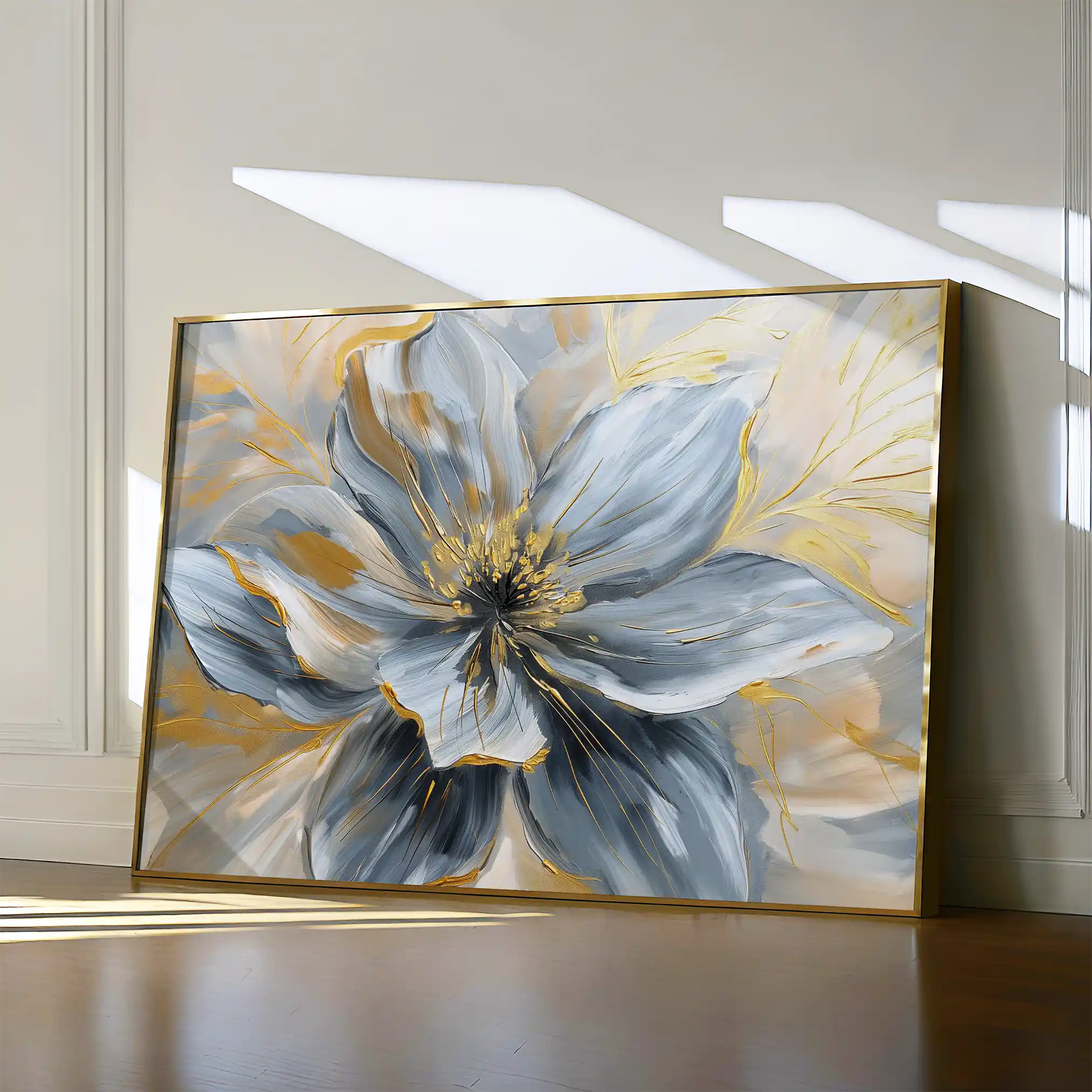 Floral 130 Canvas Art 60 x 40 cm / Black