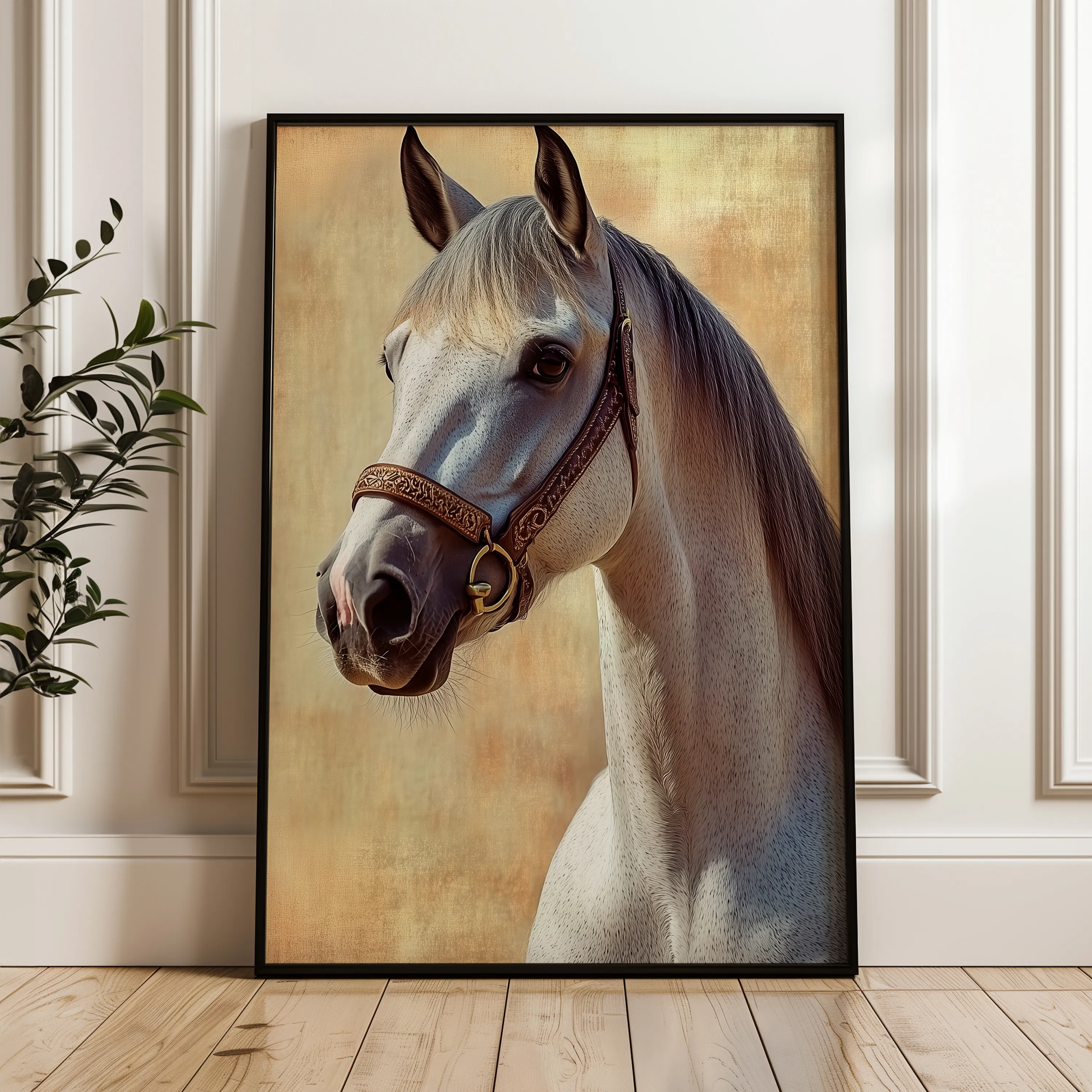 Horses 130 Canvas Art 18" x 24" / 45 x 60 cm / Black