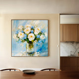 Floral 1300 Canvas Art 16" x 16" / 40 x 40 cm / Black