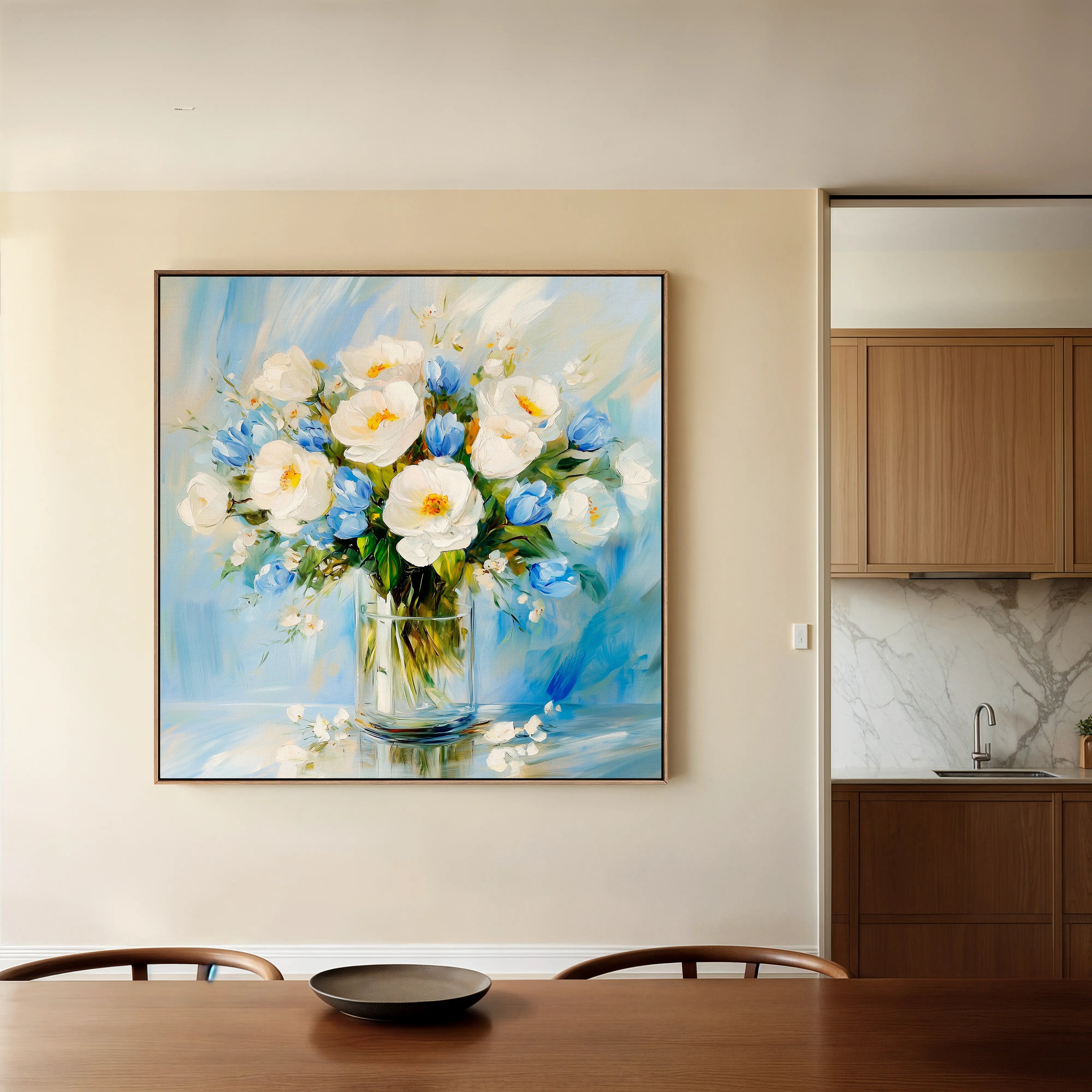 Floral 1300 Canvas Art 16" x 16" / 40 x 40 cm / Black