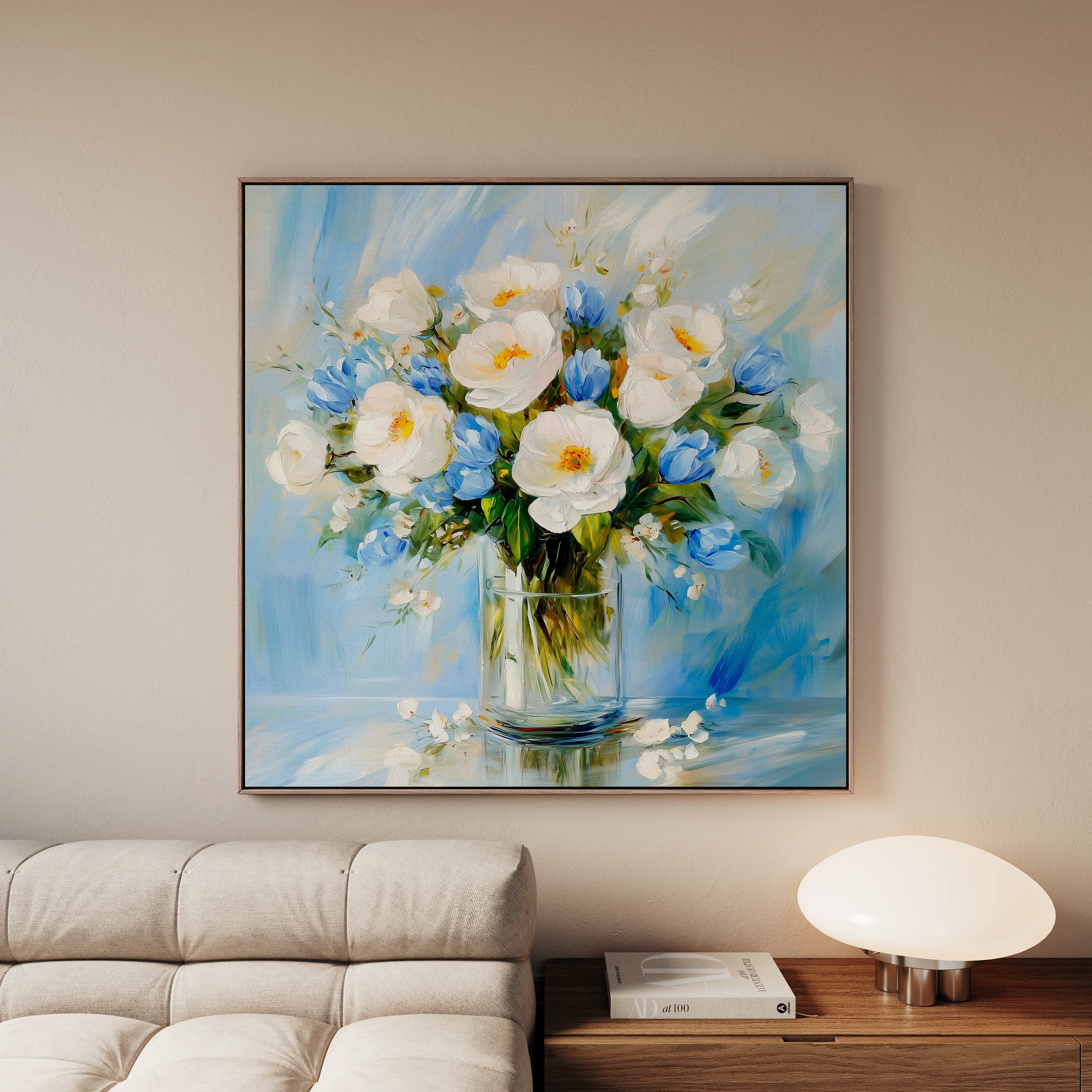 Floral 1300 Canvas Art 16" x 16" / 40 x 40 cm / Black