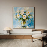 Floral 1300 Canvas Art 16" x 16" / 40 x 40 cm / Black