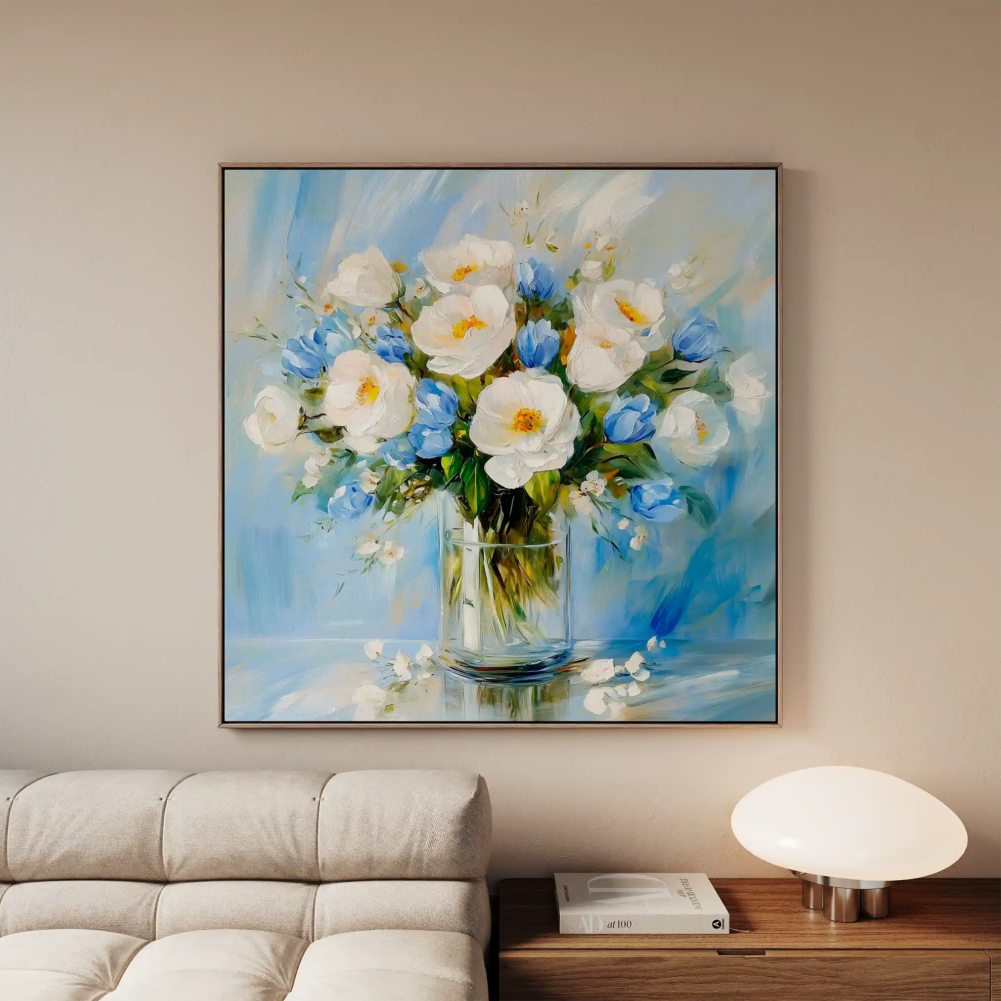 Floral 1300 Canvas Art 60 x 60 cm / Black